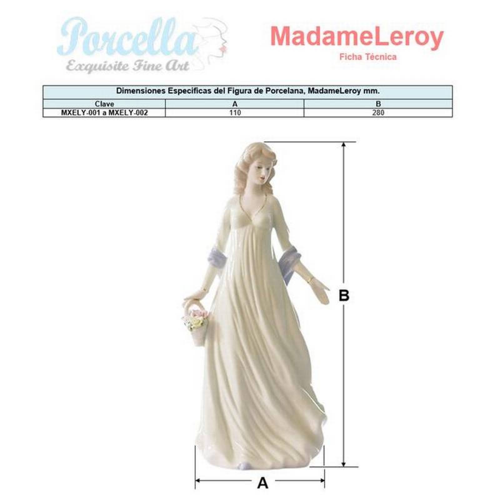 Figura cerámica elegante MXELY-001-15 1Pza 11x28cm Frente x Alto Porcelana Artesanal, MadameLeroy