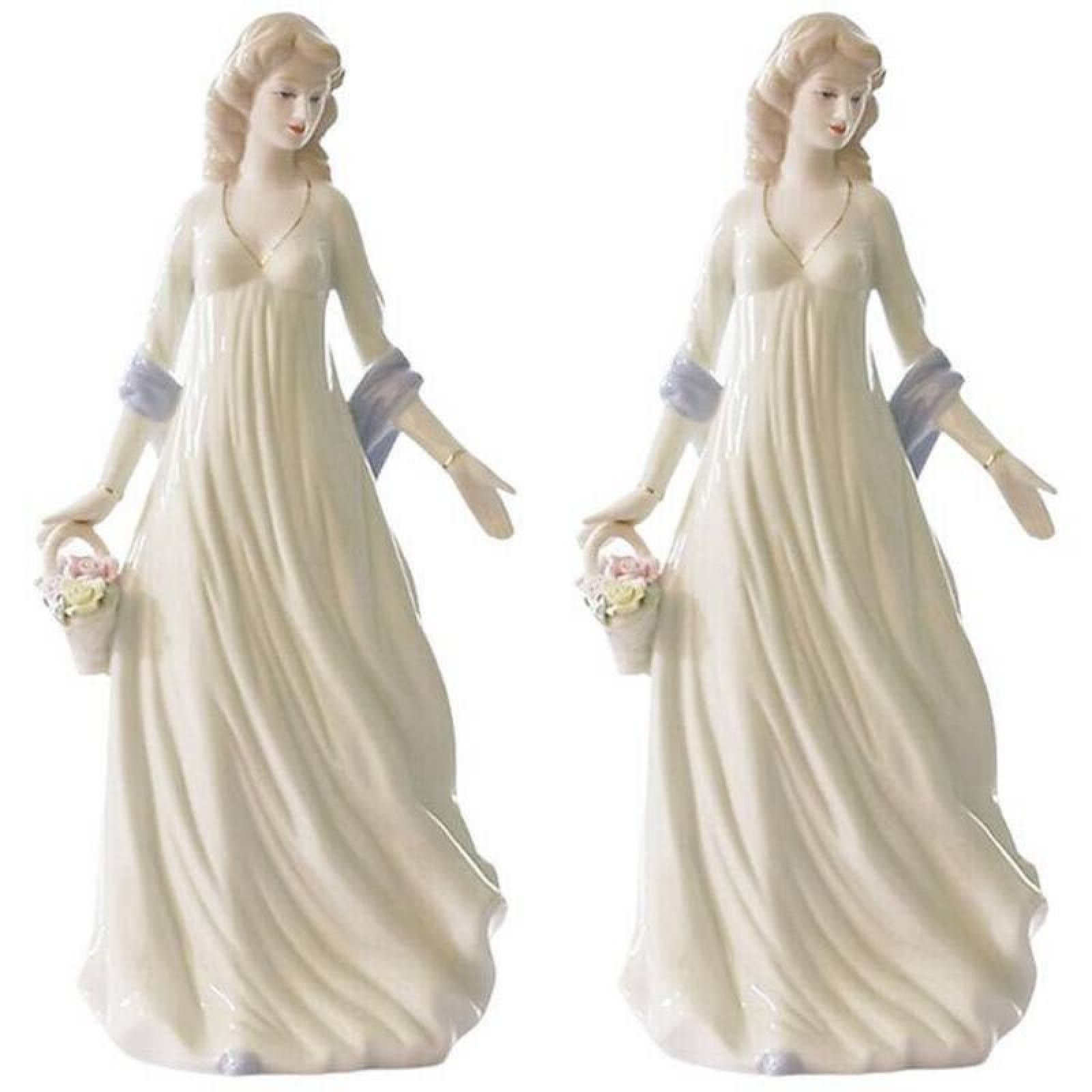 Mujer porcelana escultura MXELY-002-1 2Pzas 11x28cm Frente x Alto Porcelana Artesanal, MadameLeroy