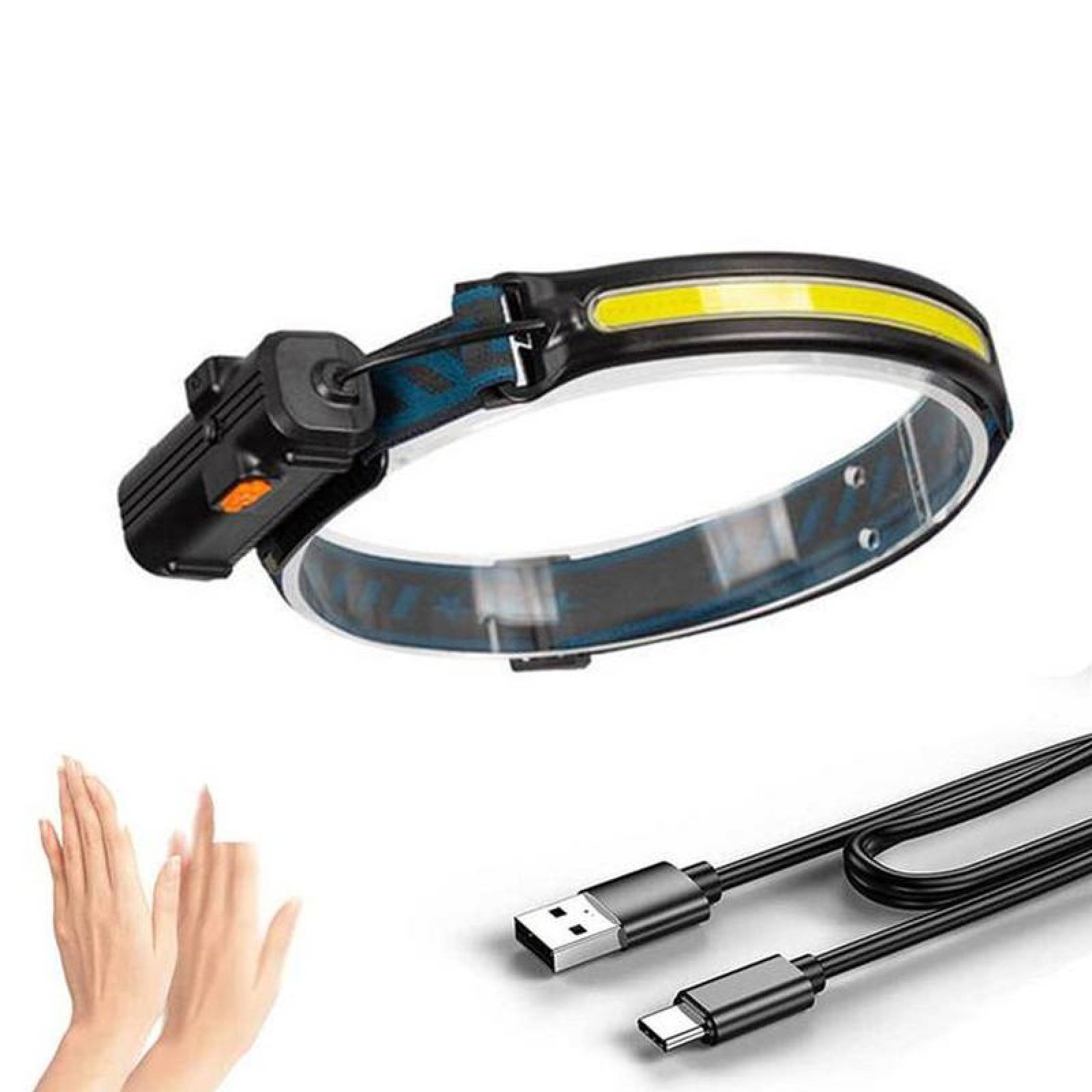 Linterna Frontal con Sensor USB MXAMR-001-1 1 Pza 100m 1 LED Tipo Pantalla 270 Grados de Apertura 1000ml Recargable USB-C Batería Litio, SmartLight-A