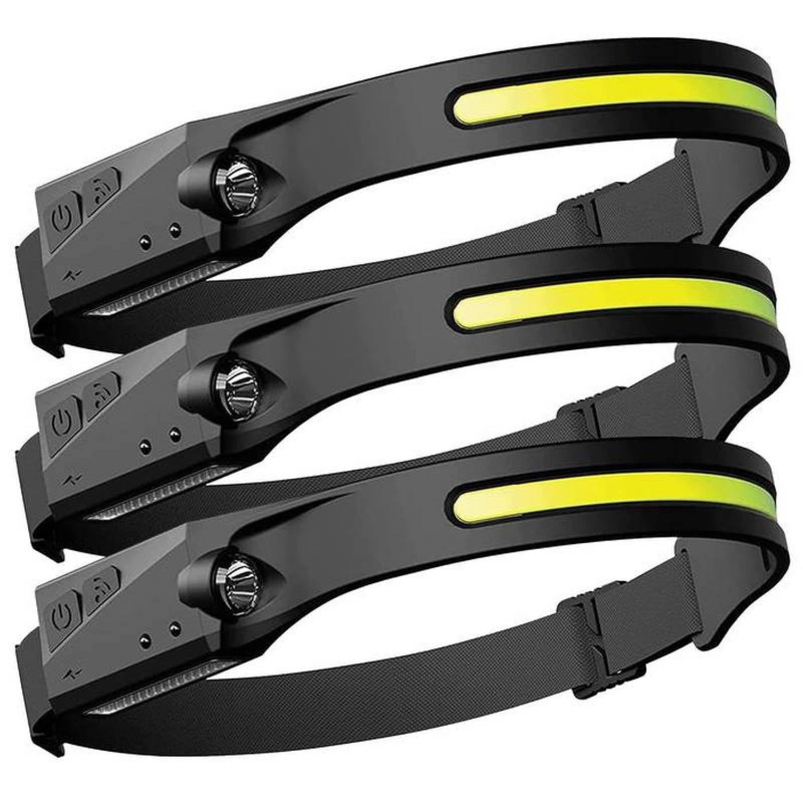 Linterna Frontal para Senderismo MXFXI-003-6 3Pzas 100m 1 Led de Pantalla 230 Grados de Apertura 350ml Recargable-C Batería Litio, FlexLight