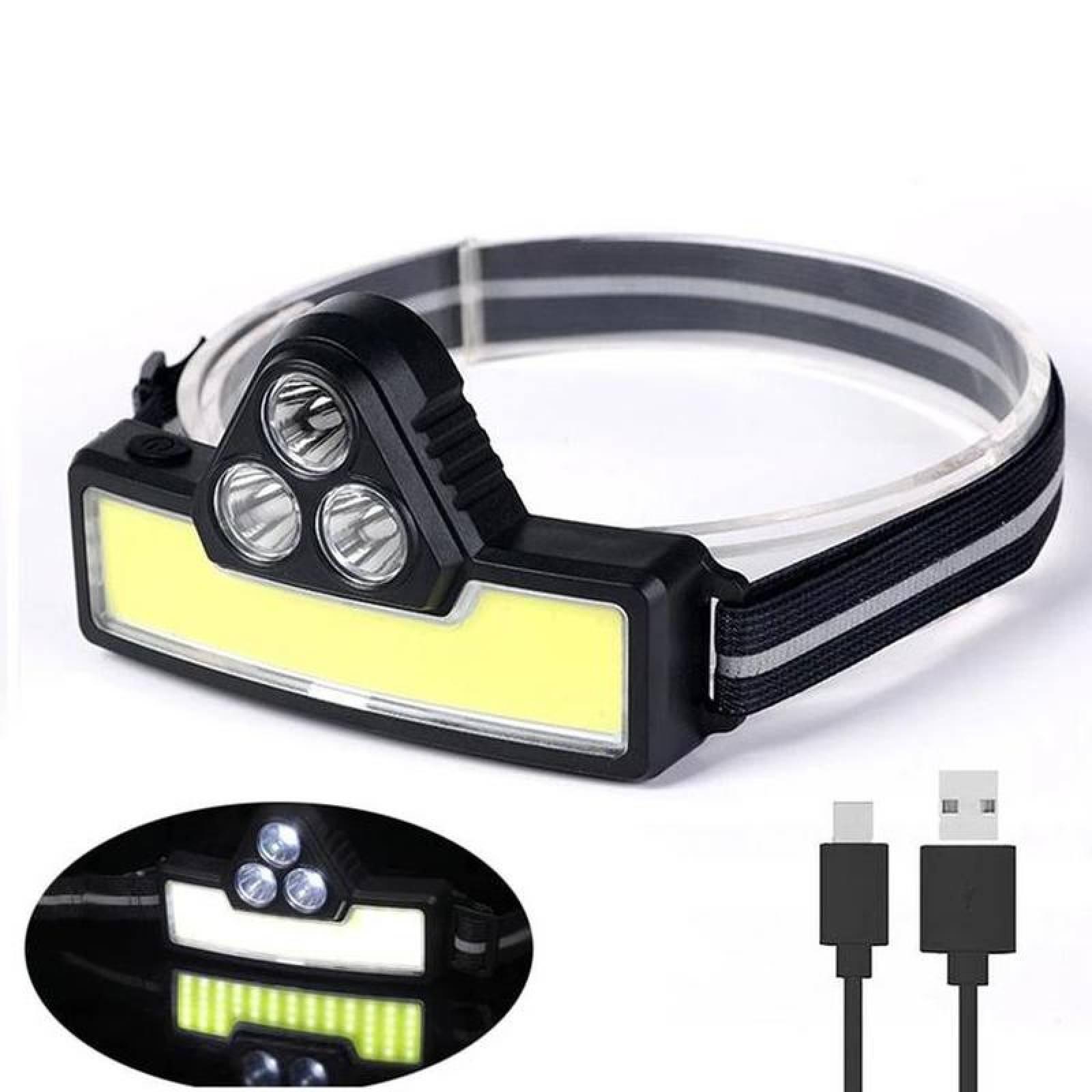 Linterna de Cabeza Recargable LED MXMLG-001-1 1 Pza 50m 1 LED Tipo Pantalla 3 LED Focalizados, 60 Grados de Apertura 800ml Recargable USB-C Batería Litio, MoonLight-B