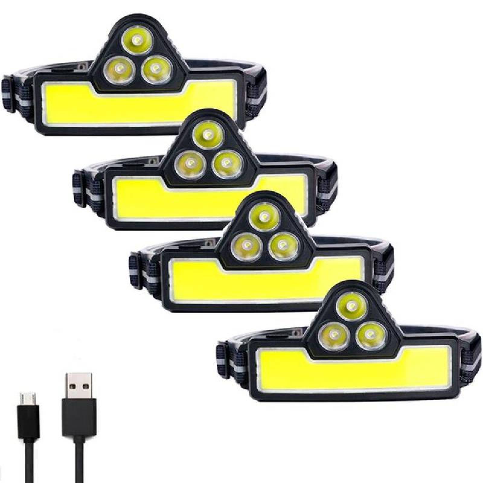 Lampara LED para Campismo USB MXMLG-004-4 4 Pzas 50m 1 LED Tipo Pantalla 3 LED Focalizados, 60 Grados de Apertura 800ml Recargable USB-C Batería Litio, MoonLight-B