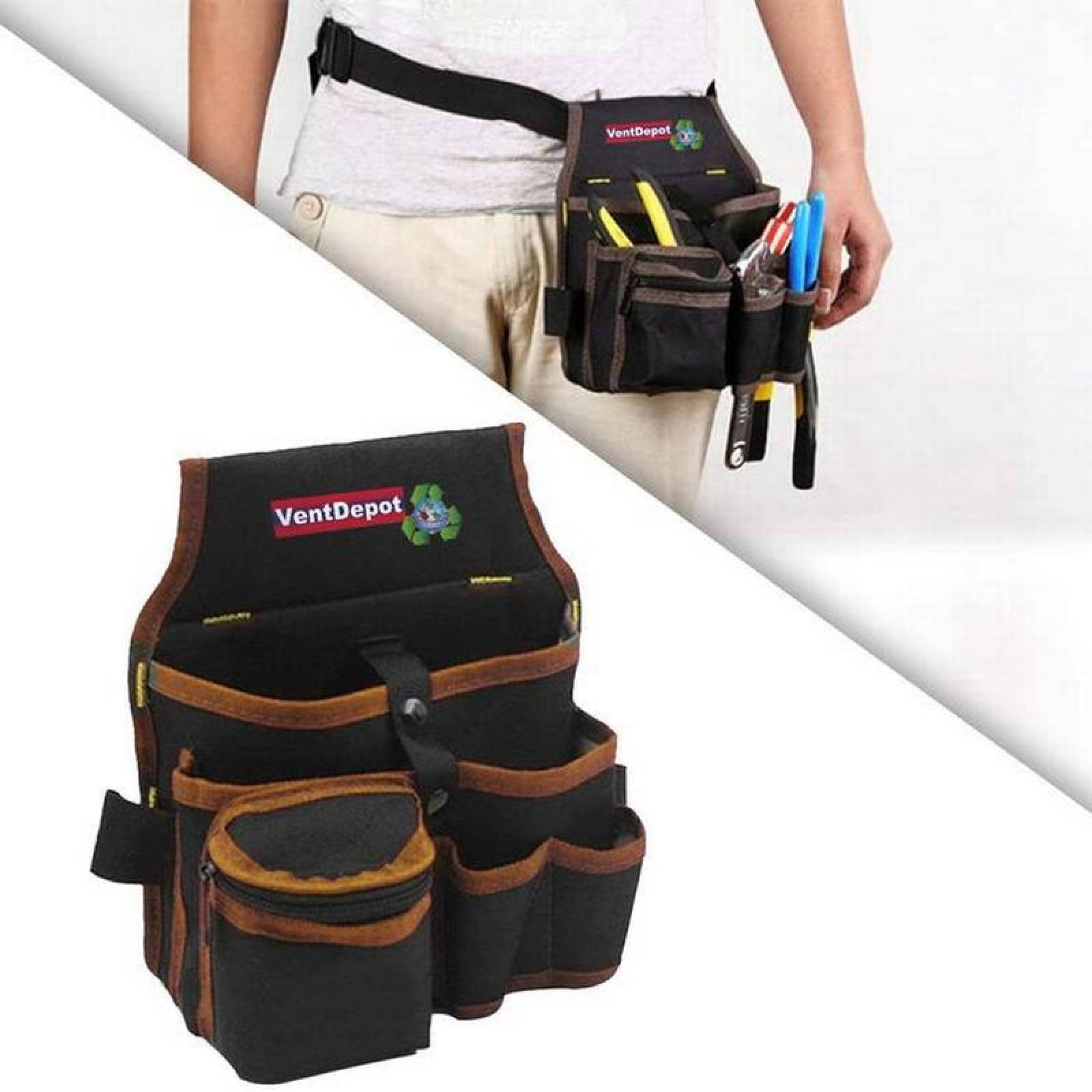 Portaherramientas Alta Calidad MXSOW-002-2 2 pzas 5 Bolsillos Tela Poliéster NegroCafé StorProBrown