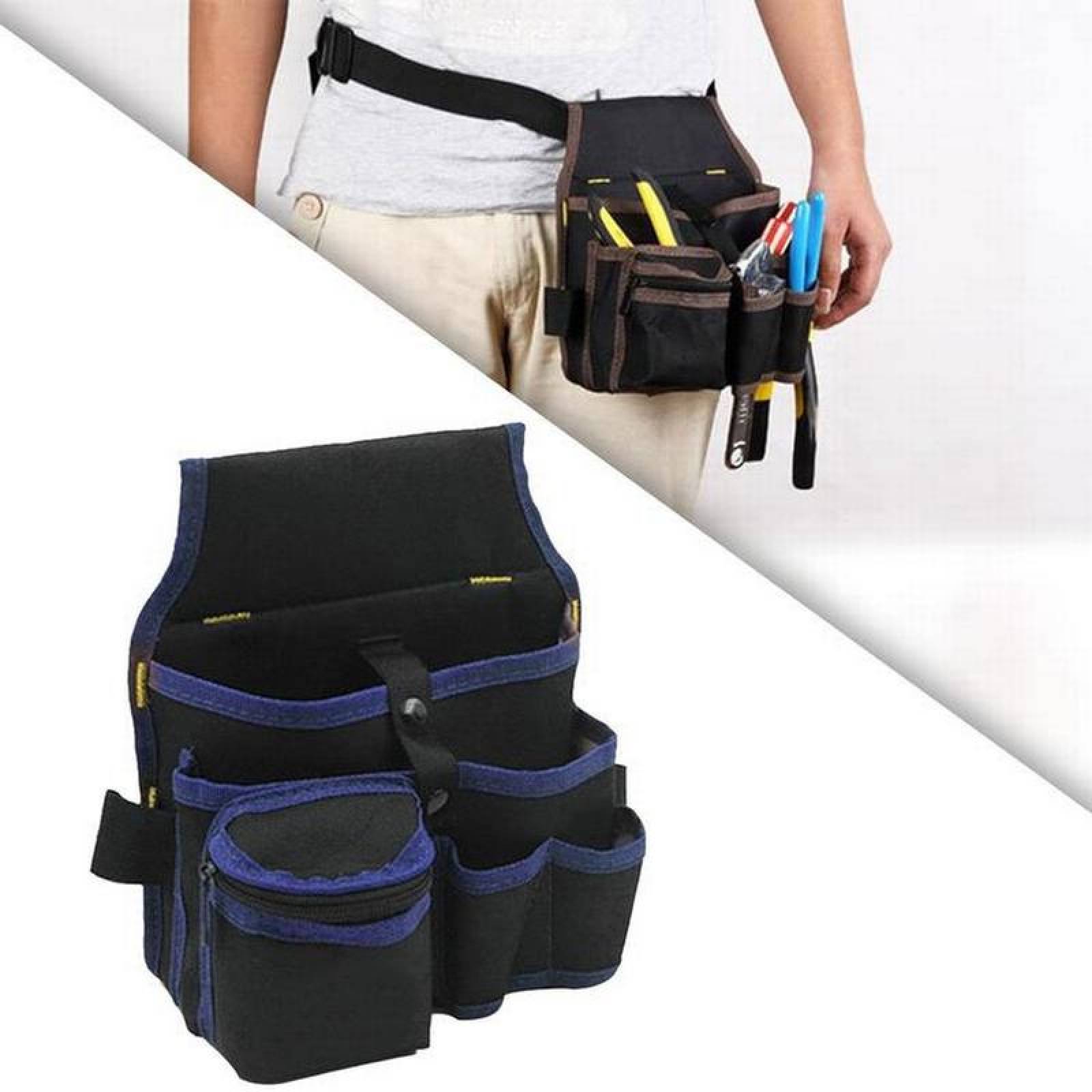 Portaherramientas para Pinzas MXTOE-004-3 4 pzas 5 Bolsillos 2 Asas Poliéster NegroAzul StorProBlue