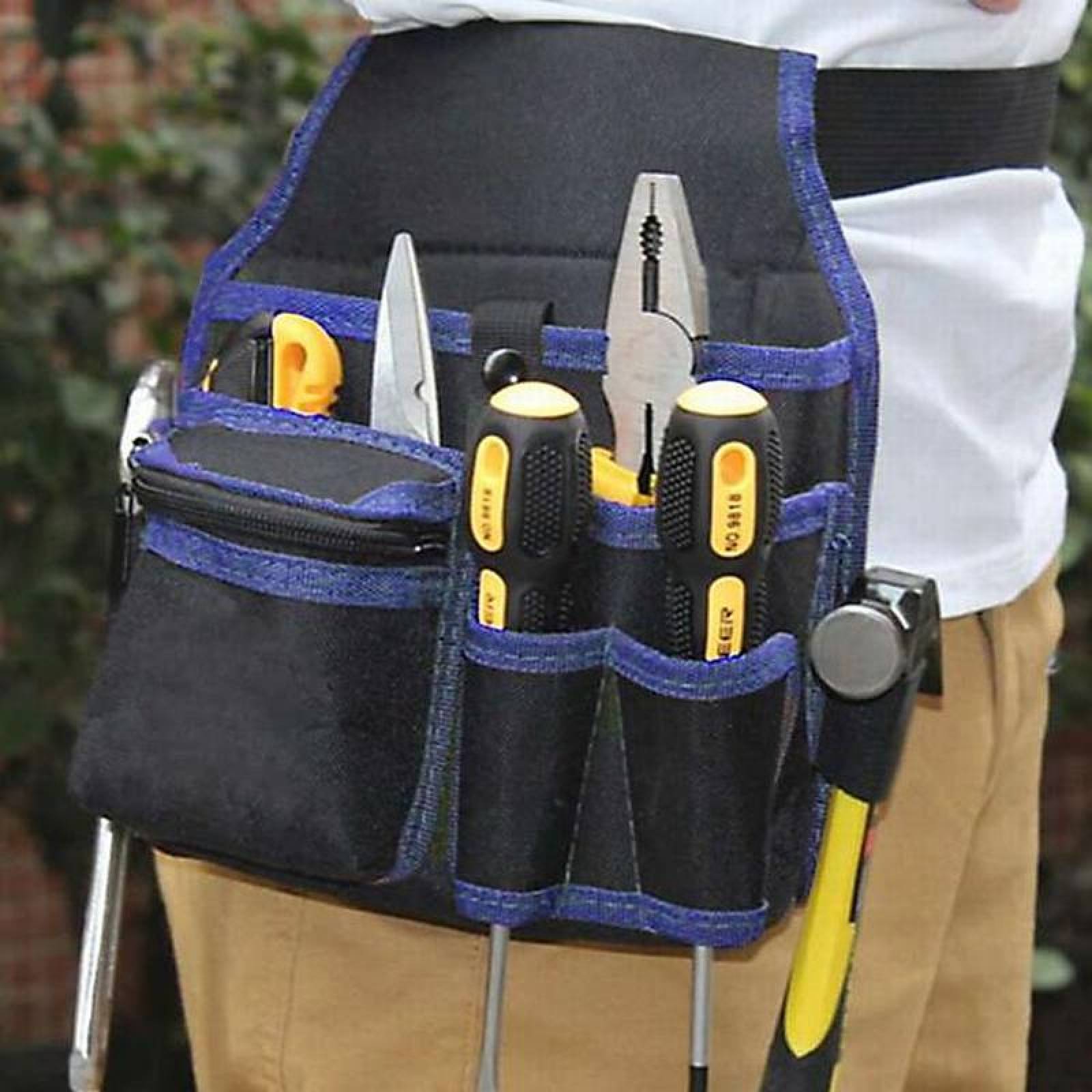 Portaherramientas para Pinzas MXTOE-004-3 4 pzas 5 Bolsillos 2 Asas Poliéster NegroAzul StorProBlue