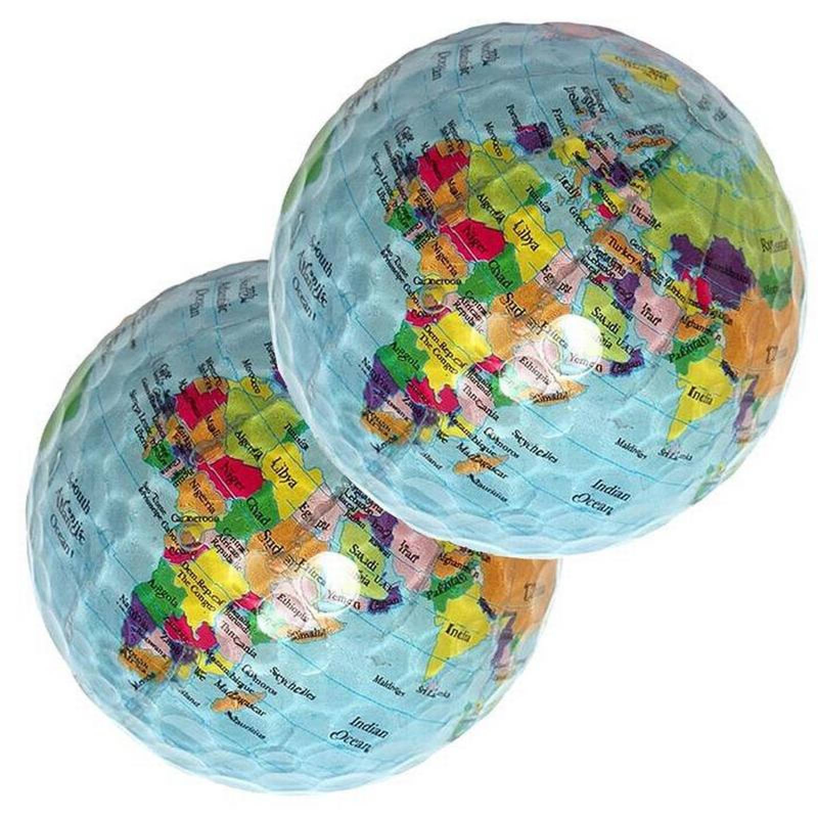 Pelota de golf con mapa mundial MXGGL-002-4 2 Pzas 4,2 cm Diámetro Golf o Minigolf Caucho Sintético Multicolor, GolfGlobe