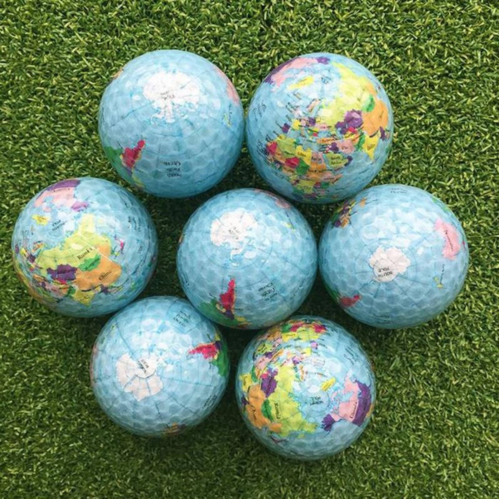 Pelota de golf con mapa mundial MXGGL-002-4 2 Pzas 4,2 cm Diámetro Golf o Minigolf Caucho Sintético Multicolor, GolfGlobe