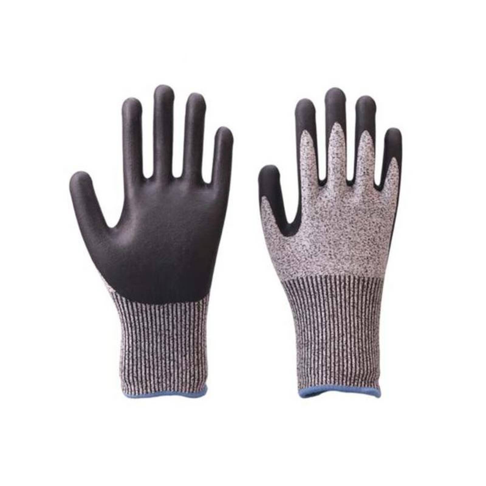 Par Guantes Anti corté Trabajo Rudo MXBGV-002 2 Pares S GrisNegro 225mm x 85mm NitriloHPPE CE EN388 Nivel 5, GlovesBasic