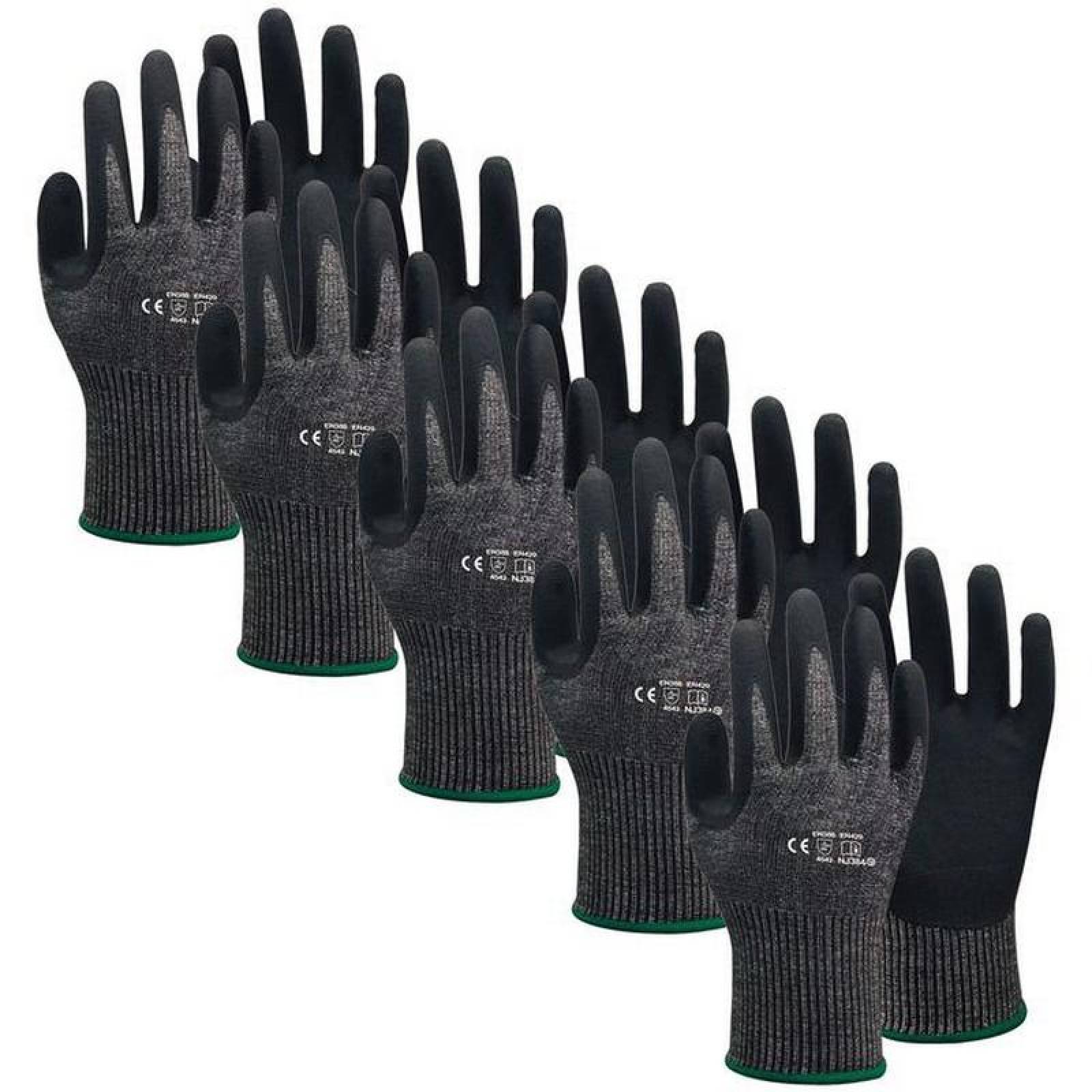 Guantes para Material Industrial MXGBC-005-2 5 Pares M Negro 235mm x 85 a 95mm NitriloHPPE CE EN388 Nivel 5, GlovesBlack