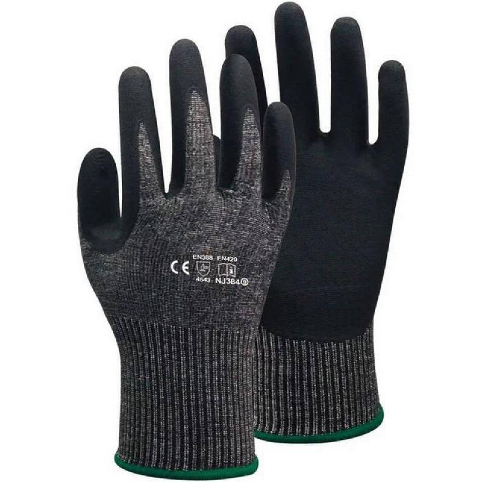 Guantes de Seguridad Uso Rudo MXGBC-006-2 1 Par L Negro 245mm x 95 a 105mm NitriloHPPE CE EN388 Nivel 5, GlovesBlack
