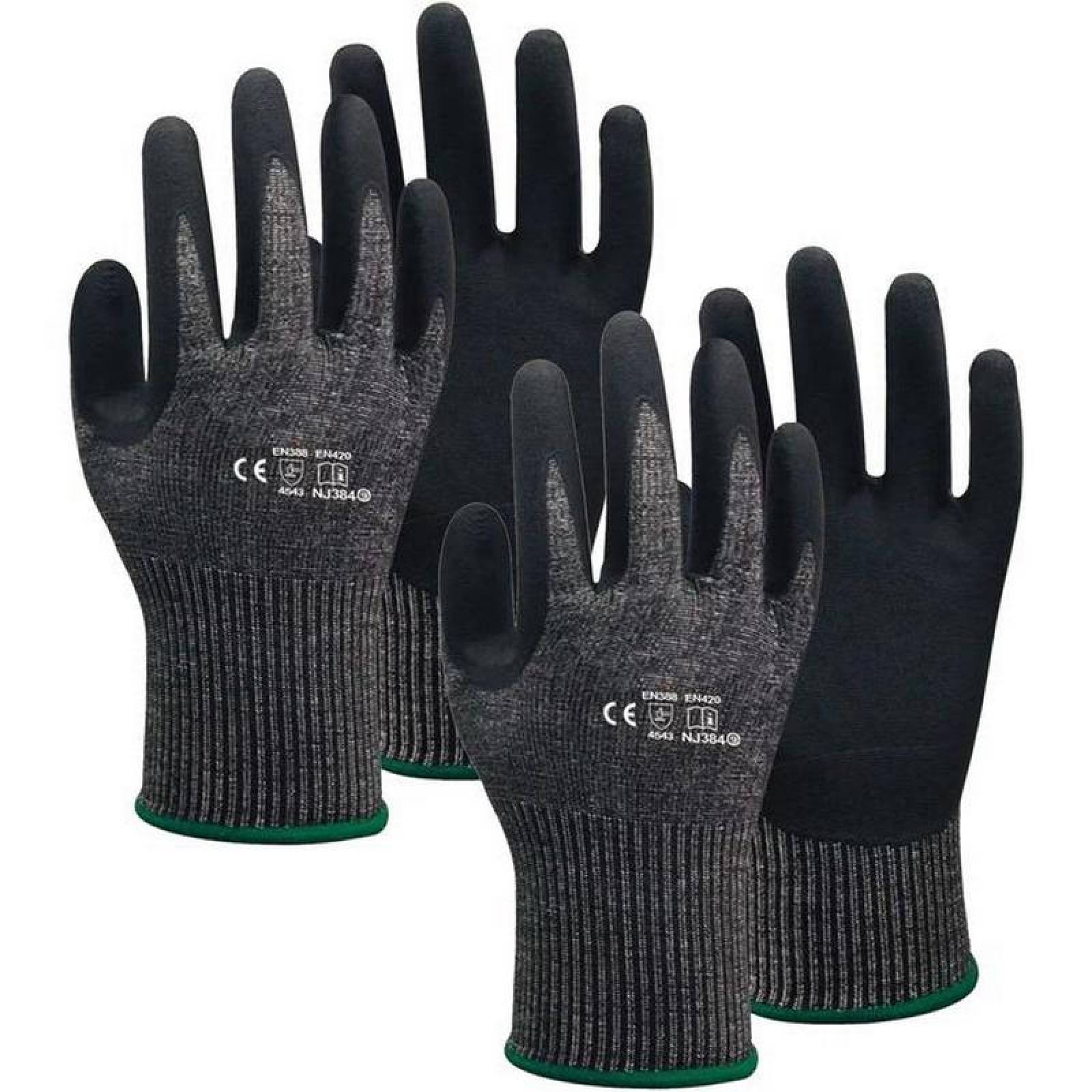 Guantes Para Cortar Uso Industrial MXGBC-012-2 2 Pares XL Negro 255mm x 105 a 115mm NitriloHPPE CE EN388 Nivel 5, GlovesBlack