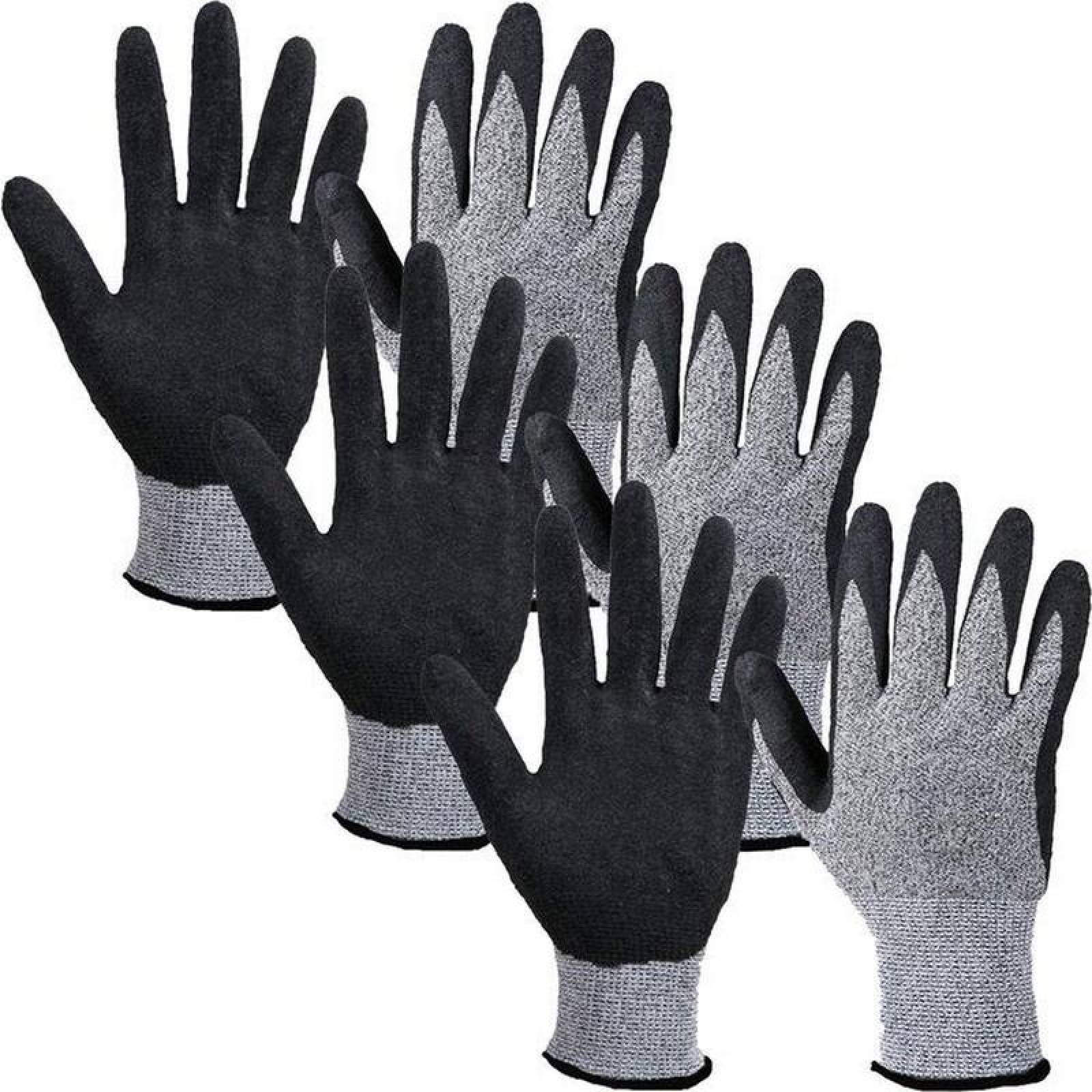 Guantes Azules para Cortar Metal MXGBE-008-2 3 Pares L Azul 96 a 105mm x 250mm NitriloHPPE CE EN388 Nivel 5, GlovesBlue