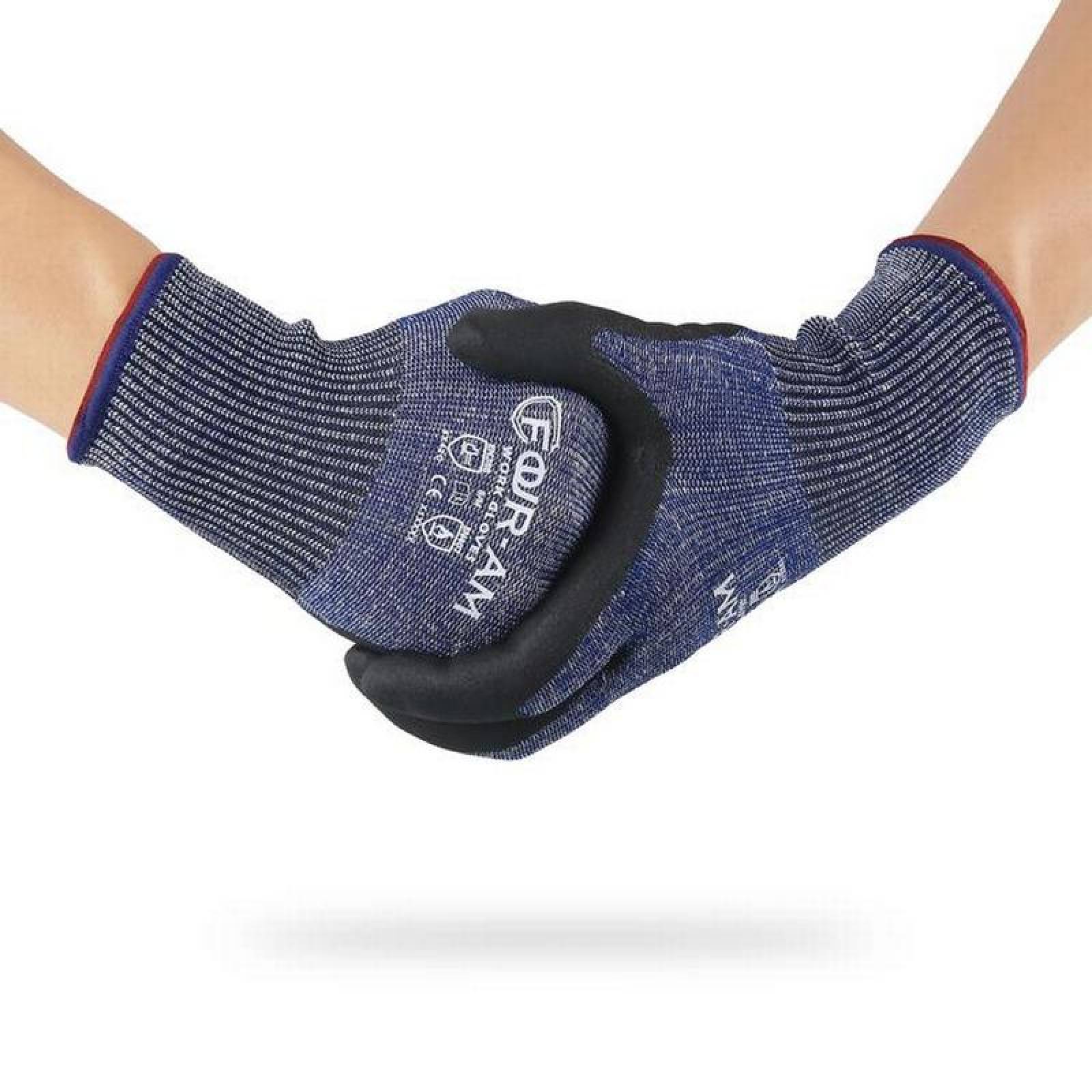 Guantes Azules para Cortar Metal MXGBE-008-2 3 Pares L Azul 96 a 105mm x 250mm NitriloHPPE CE EN388 Nivel 5, GlovesBlue
