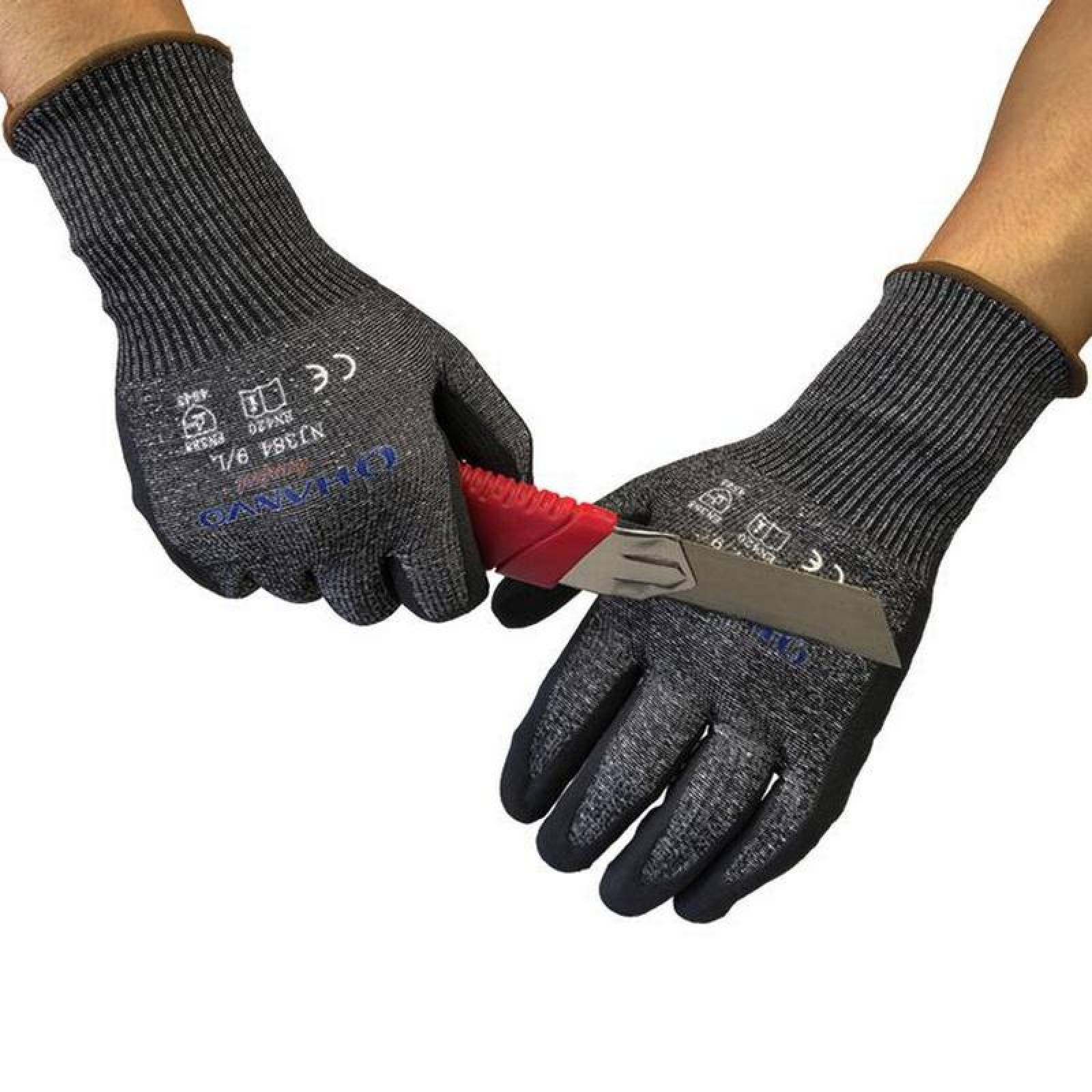 Guantes Azules para Cortar Metal MXGBE-008-2 3 Pares L Azul 96 a 105mm x 250mm NitriloHPPE CE EN388 Nivel 5, GlovesBlue