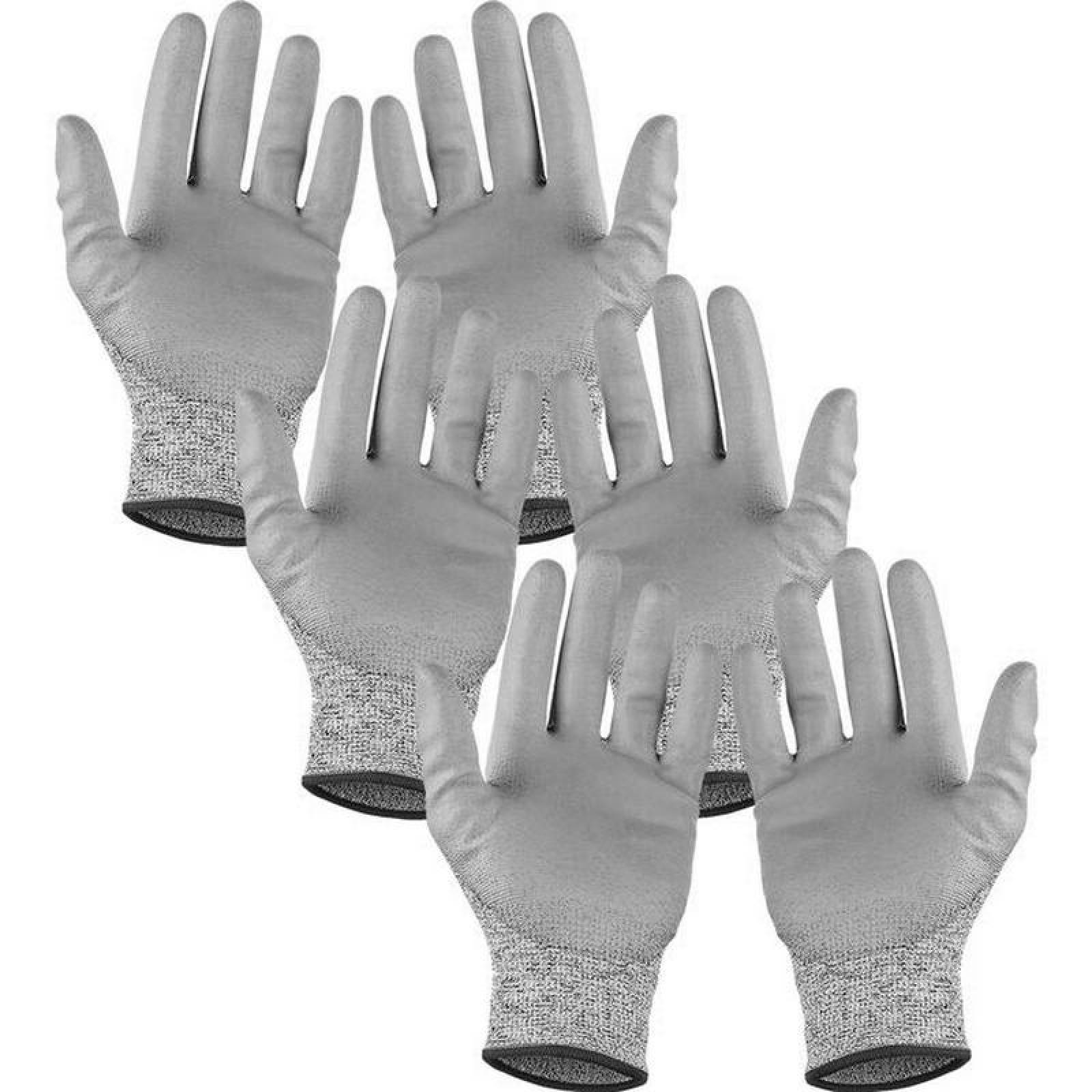 Par de Guantes Industriales Grises MXGGY-008 3 Pares M Gris 140mm x 235mm HPPEPoliuretano CE EN388 Nivel 5, GlovesGray
