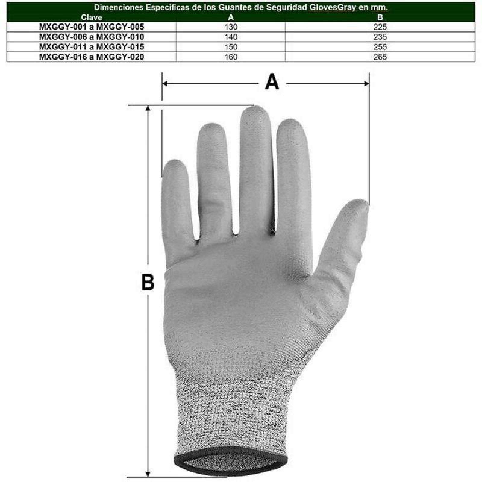Guantes de Seguridad Cómodos MXGGY-011 1 Par L Gris 150mm x 255mm HPPEPoliuretano CE EN388 Nivel 5, GlovesGray
