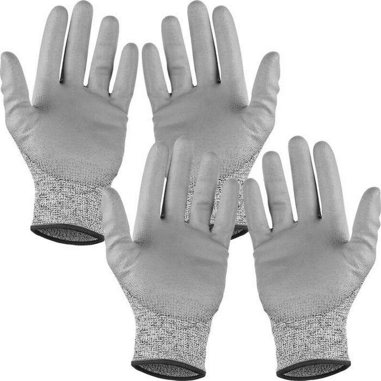 Guantes Grises para Cortar Madera MXGGY-012 2 Pares L Gris 150mm x 255mm HPPEPoliuretano CE EN388 Nivel 5, GlovesGray