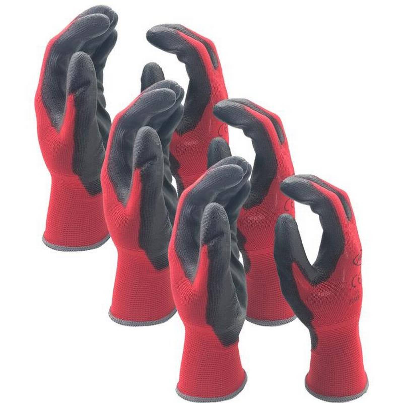 Guantes Rojos para Cortar Aluminio MXGOR-008 3 Pares M Rojo 76 a 85mm x 240mm NylonSpandexPU CE EN388 Nivel 5, GlovesRed