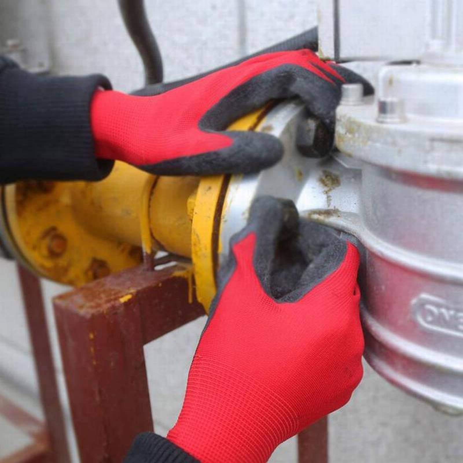 Guantes Rojos para Cortar Aluminio MXGOR-008 3 Pares M Rojo 76 a 85mm x 240mm NylonSpandexPU CE EN388 Nivel 5, GlovesRed