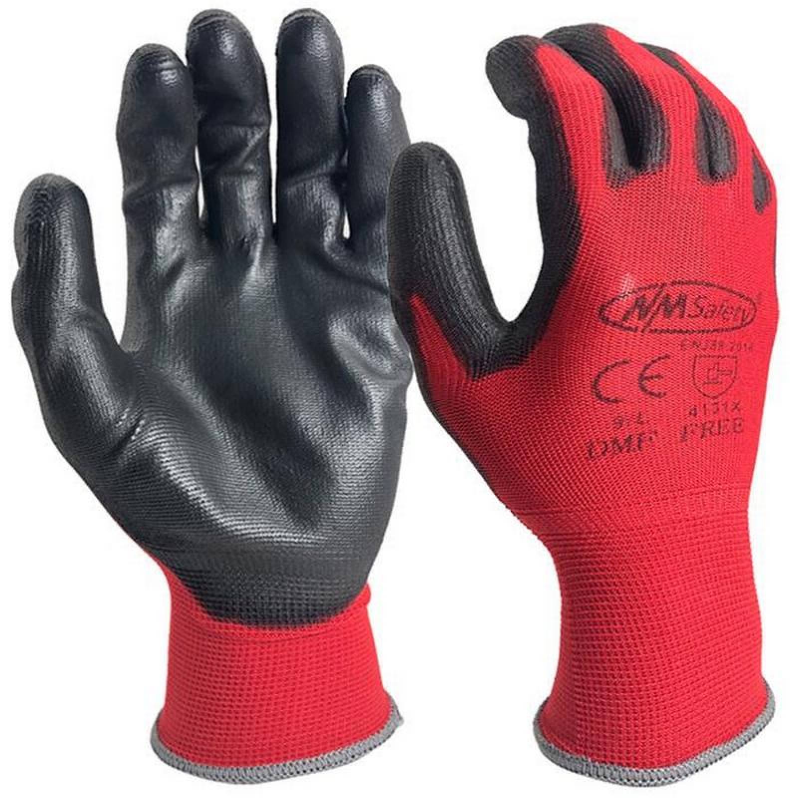 Guantes Rojos Uso Rudo MXGOR-017 2 Pares XL Rojo 96 a 105mm x 260mm NylonSpandexPU CE EN388 Nivel 5, GlovesRed