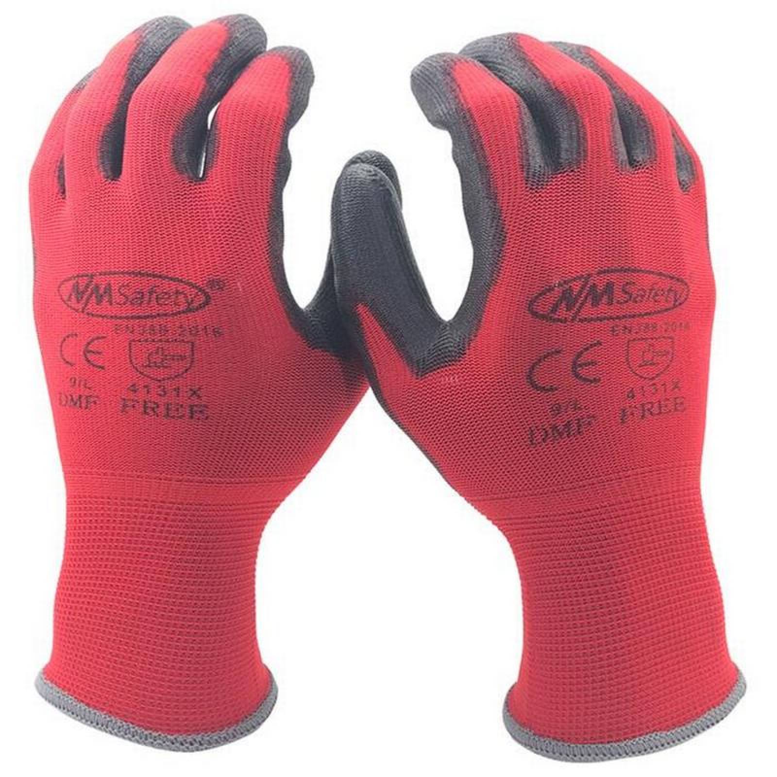 Guantes Rojos Uso Rudo MXGOR-017 2 Pares XL Rojo 96 a 105mm x 260mm NylonSpandexPU CE EN388 Nivel 5, GlovesRed