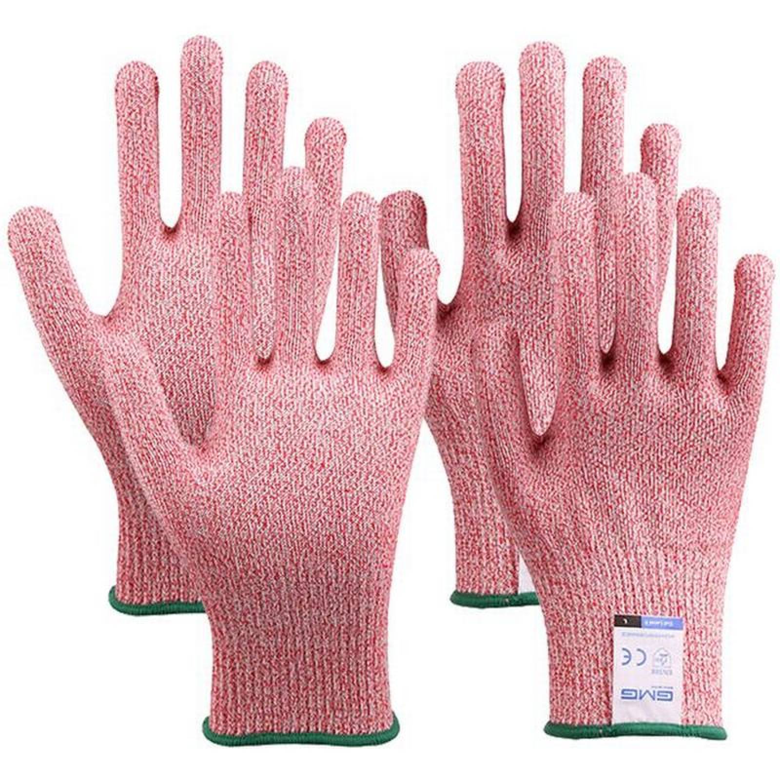 Guantes Rosas para Cortar Madera MXGPI-002-1 2 Pares S Rosa 203 a 216mm x 76 a 89mm HPPE Poliuretano CE EN388 Nivel 5, GlovesPink