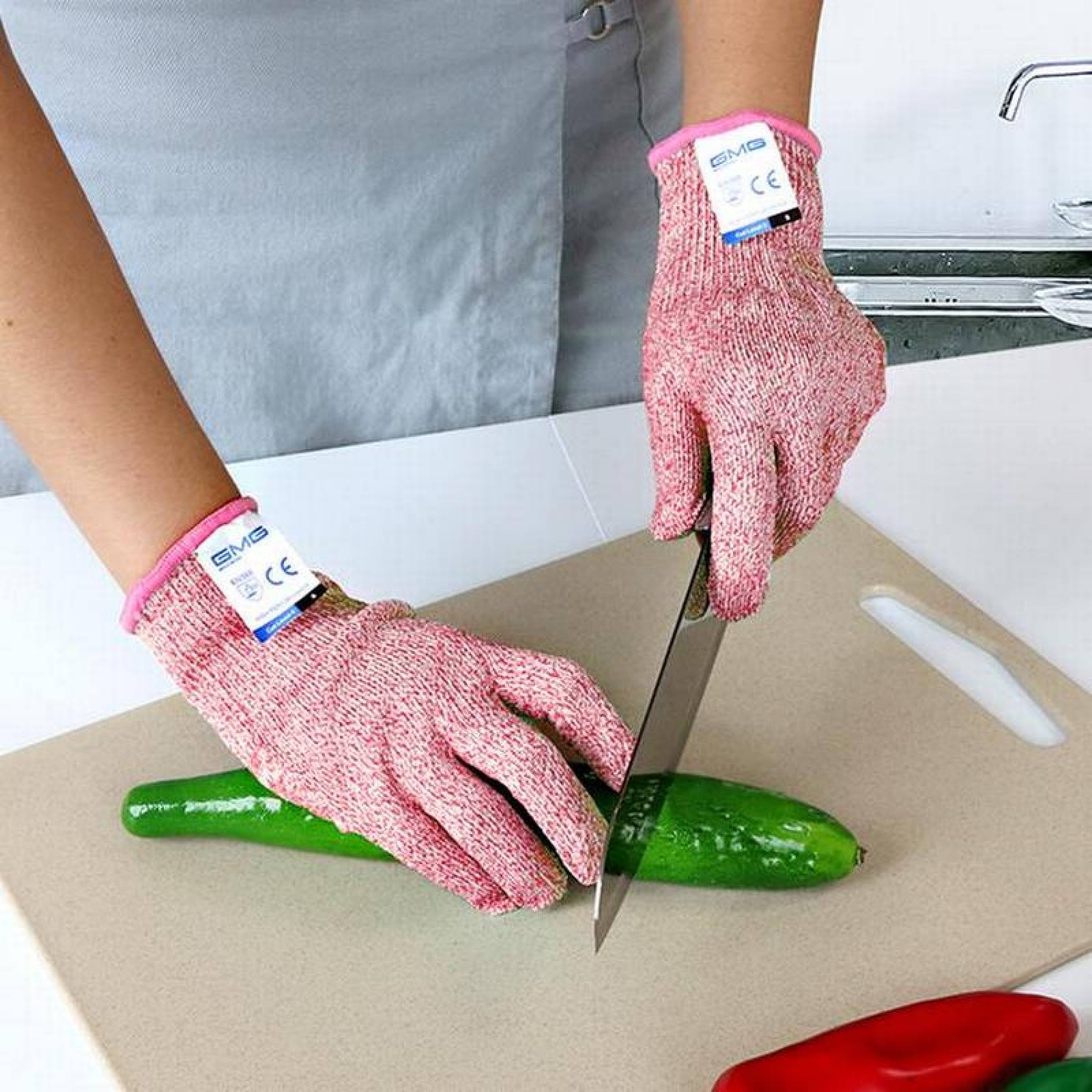 Guantes Rosas para Cortar Carne MXGPI-006-1 1 Par M Rosa 217 a 228mm x 90 a 101mm HPPE Poliuretano CE EN388 Nivel 5, GlovesPink