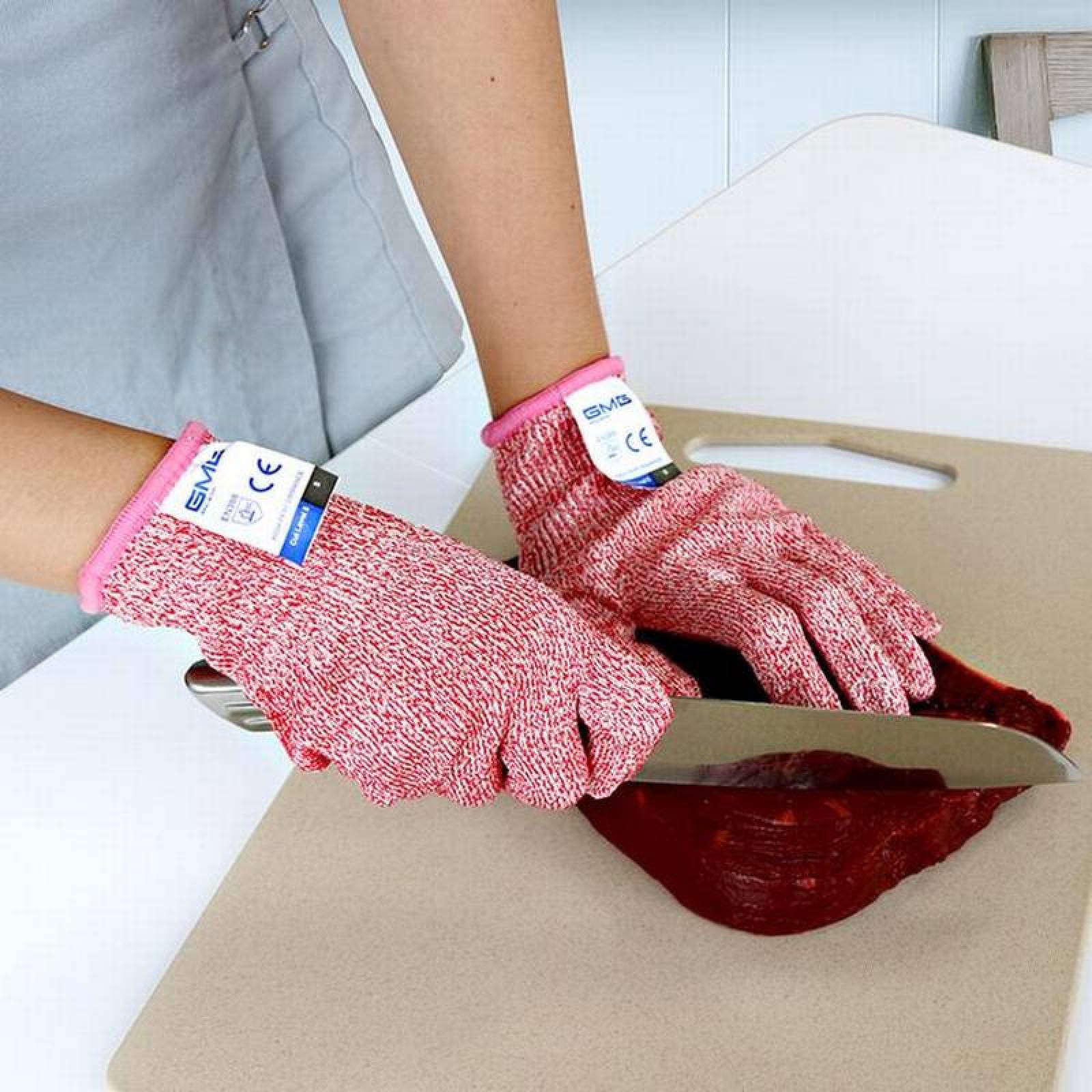 Guantes Rosas Anticorte para Cocina MXGPI-012-2 2 Pares L Rosa 229 a 241mm x 102 a 114mm HPPE Poliuretano CE EN388 Nivel 5, GlovesPink