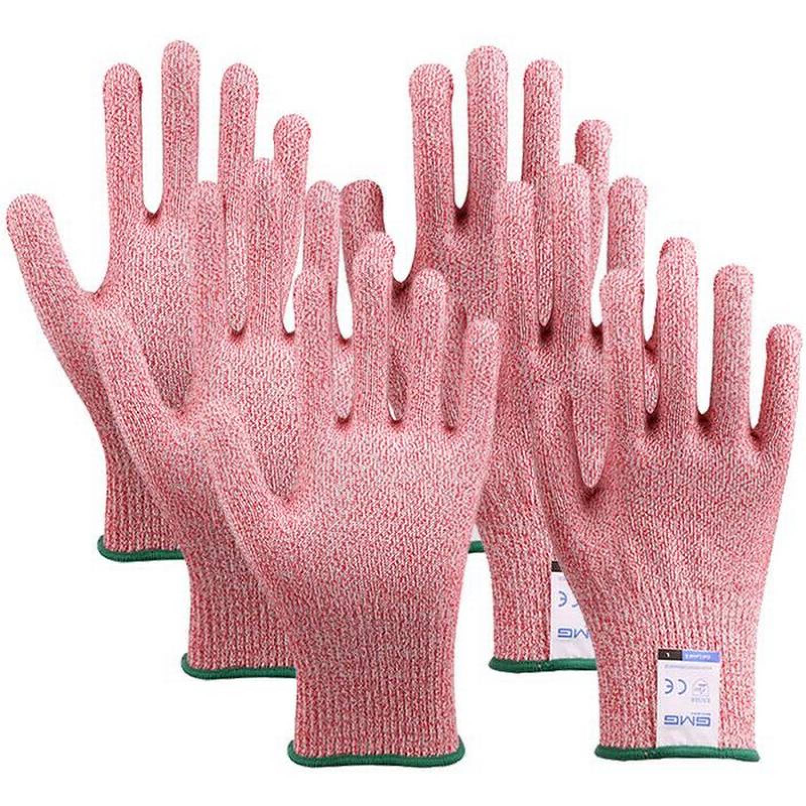 Guantes Rosas Anticorte y Seguridad MXGPI-013-2 3 Pares L Rosa 229 a 241mm x 102 a 114mm HPPE Poliuretano CE EN388 Nivel 5, GlovesPink