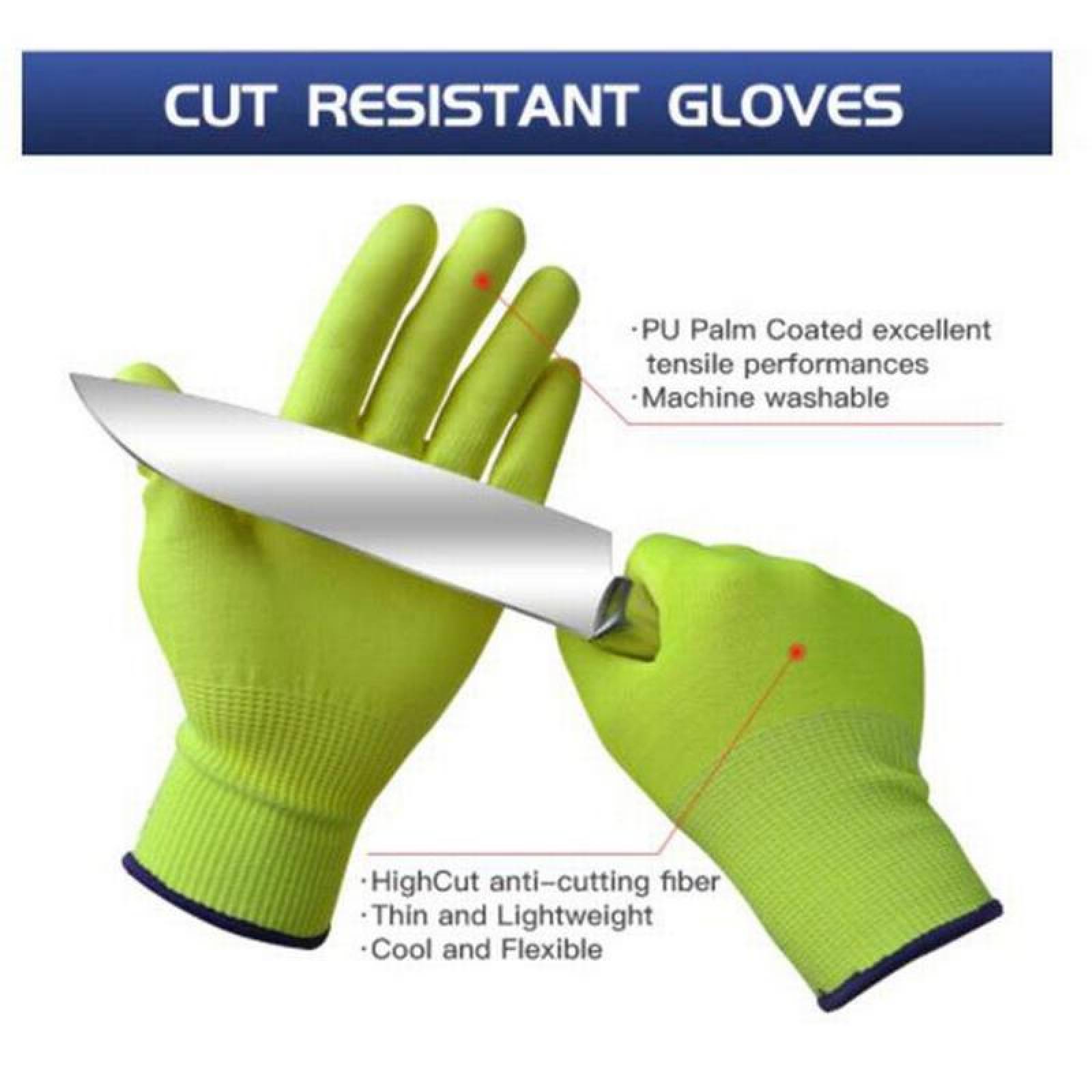 Guantes Anti corté de Seguridad MXGSL-017 2 Pares XL Amarillo 255mm x 85mm HPPE Poliuretano CE EN388 Nivel 5, GlovesUltra