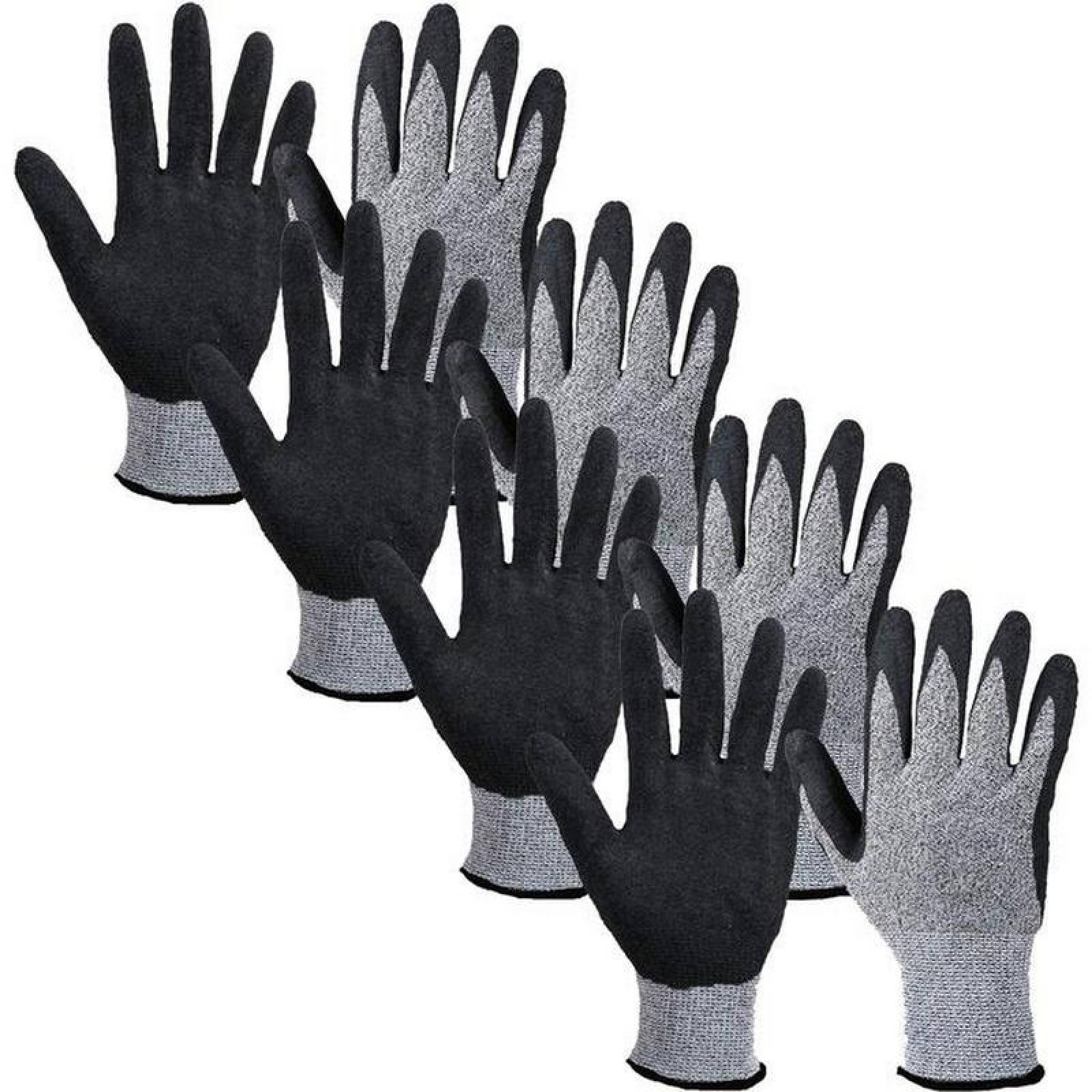 Guantes Modernos MXGVM-014-2 4 Pares L GrisNegro 150mm x 240mm NylonHPPENitrilo CE EN388 Nivel 5, GlovesFlam