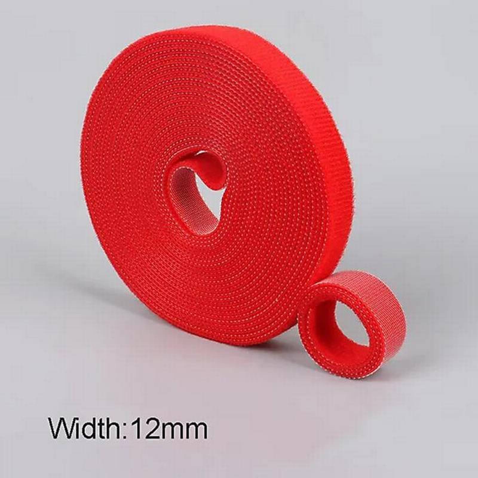 Organizador de Cables USB MXDHL-004-6 4 pzas 5m 12mm Rojo Rollo Velcro Doble Cara Hook Loop, HookLoopRed