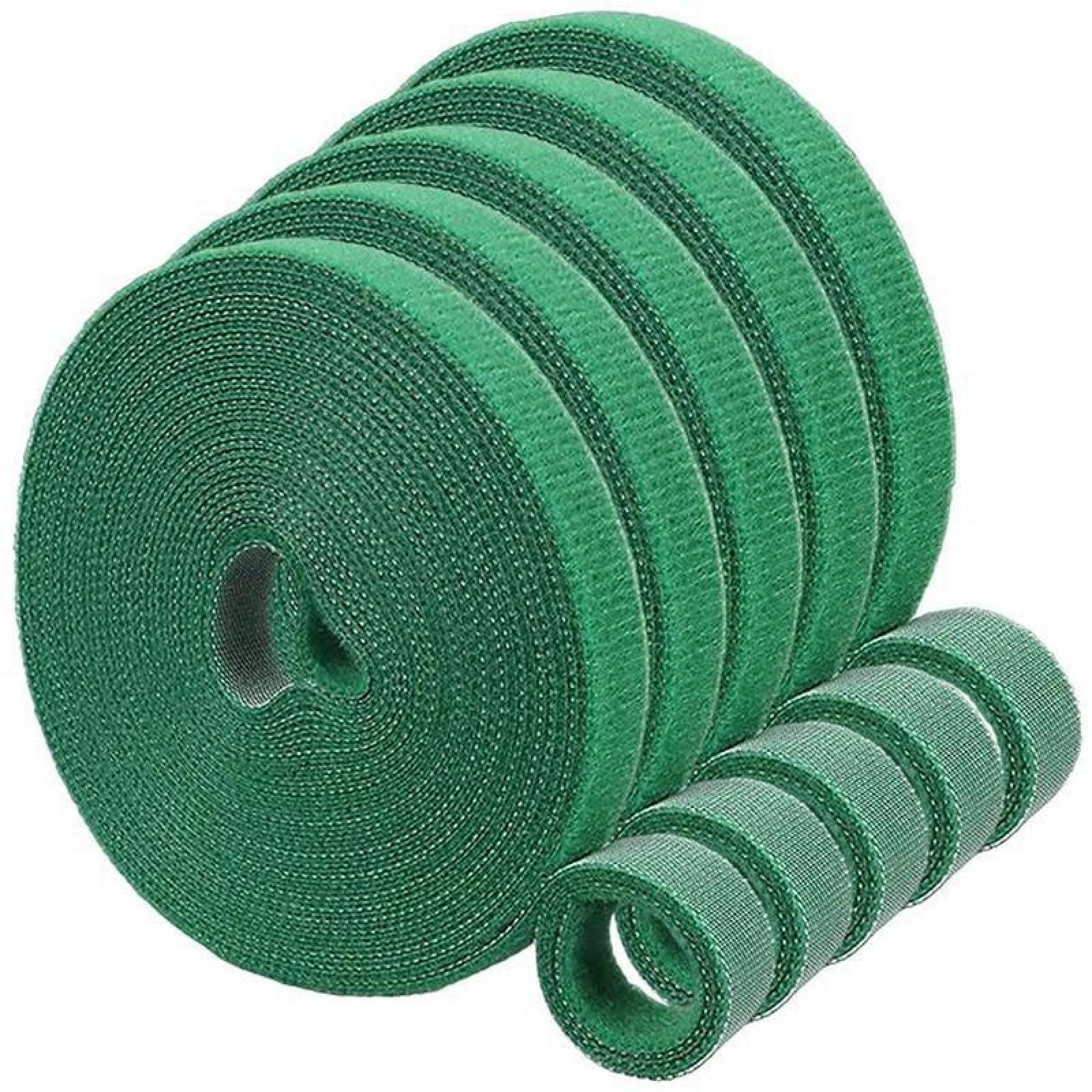 Cierre de Sujeción Textil MXGHL-005-1 5 pzas 5m 12mm Verde Rollo Velcro Doble Cara Hook Loop, HookLoopGreen