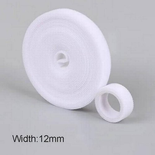 Cinta Compatible con Velcro MXHHL-001-2 1 pza 5m 12mm Blanco Rollo Velcro  Doble Cara