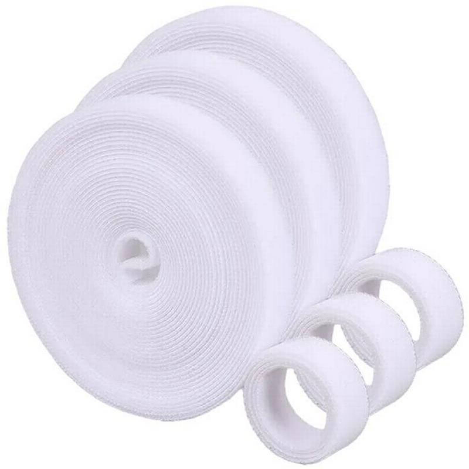 Cinta de Fijación Multiuso MXHHL-003-3 3 pzas 5m 12mm Blanco Rollo Velcro Doble Cara Hook Loop, HookLoopWhite