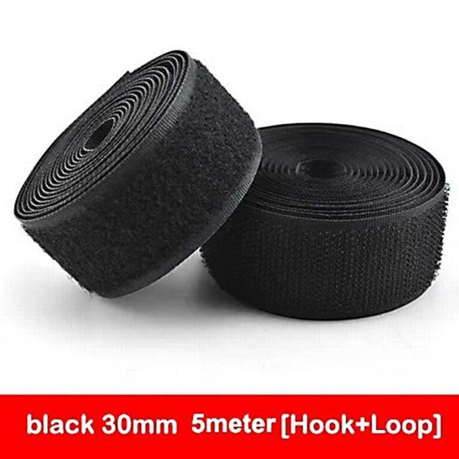 Cinta de Gancho y Lazo MXHLJ-001-1 1 pza 30mm 5m Negro Rollo Velcro Hook Loop, HookLoop030B