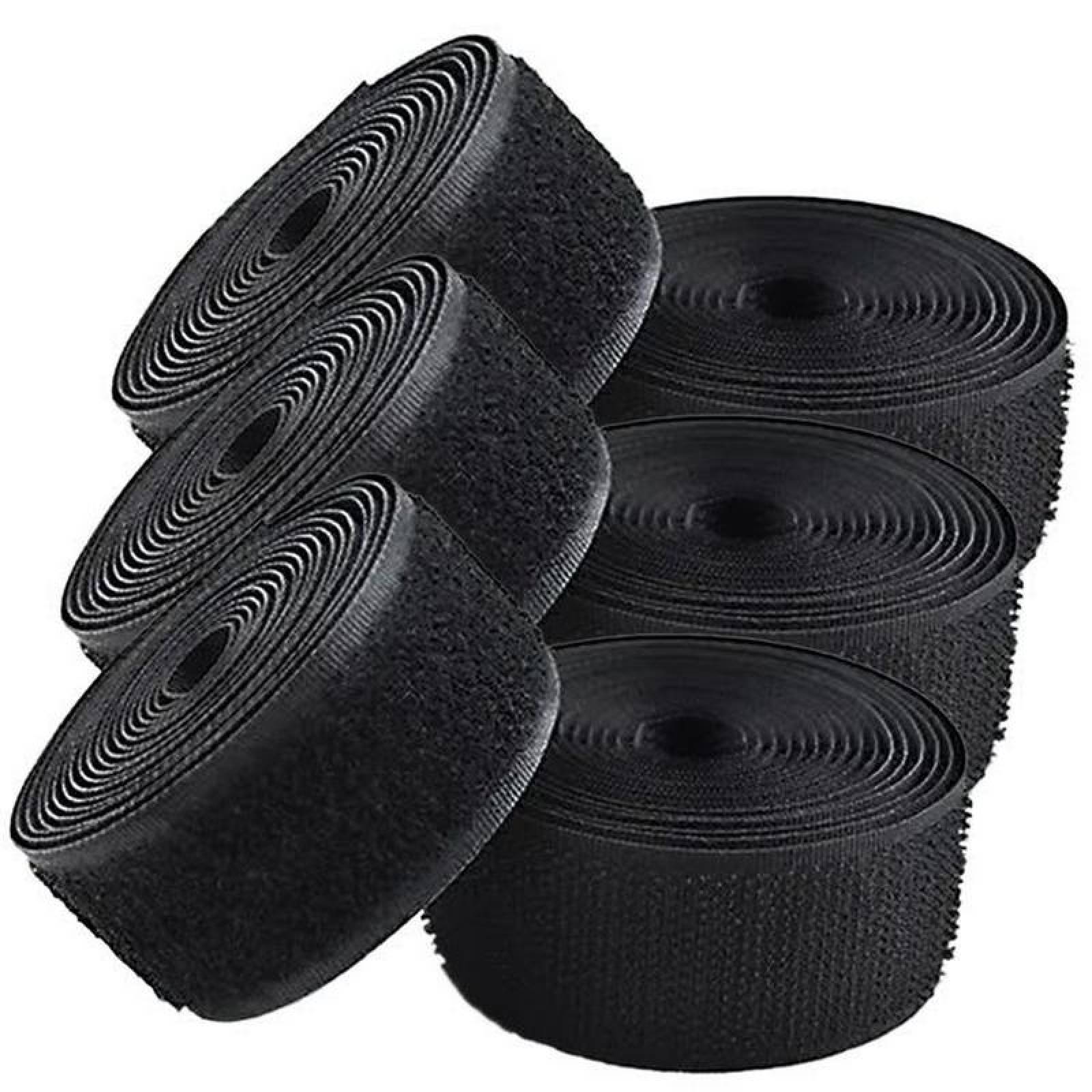 Cierre de Gancho y Bucle Resistente MXHLJ-003-2 3 pzas 30mm 5m Negro Rollo Velcro Hook Loop, HookLoop030B