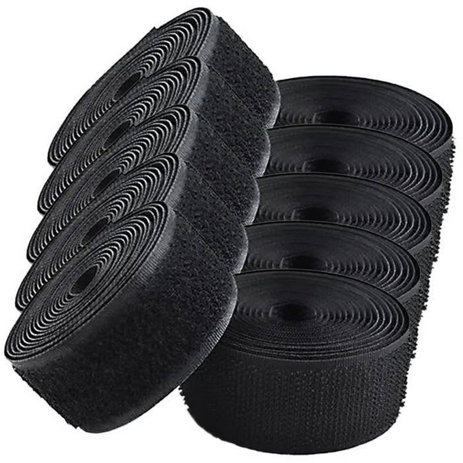 Cinta de Agarre MXHLJ-005-3 5 pzas 30mm 5m Negro Rollo Velcro Hook Loop, HookLoop030B