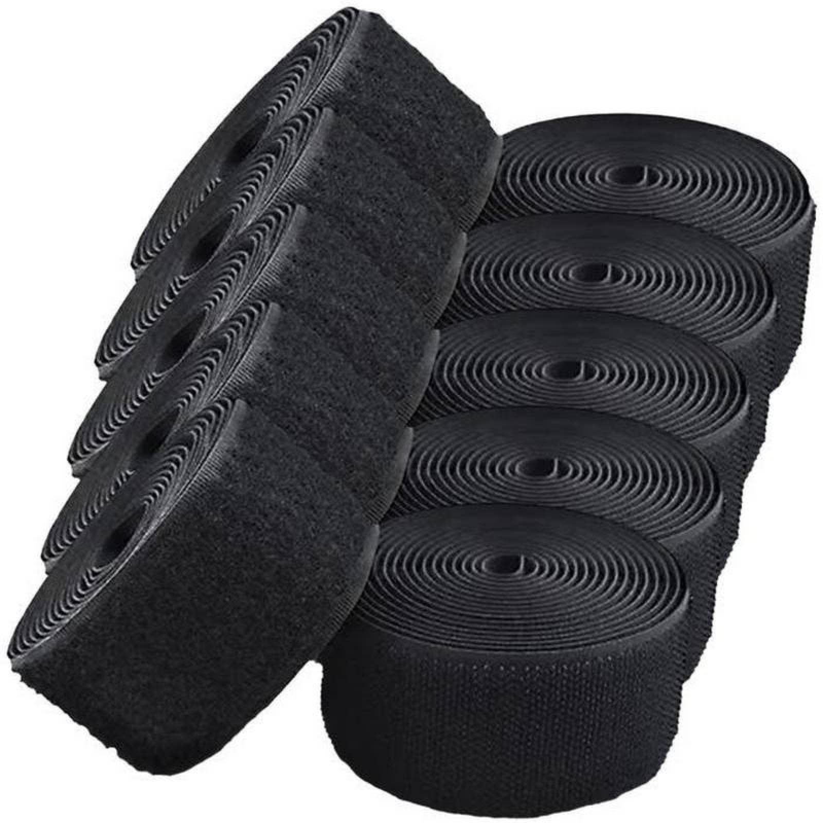 Cierre Textil Alta Resistencia MXHLQ-005-3 5 pzas 38mm 5m Negro Rollo Velcro Hook Loop, HookLoop038B