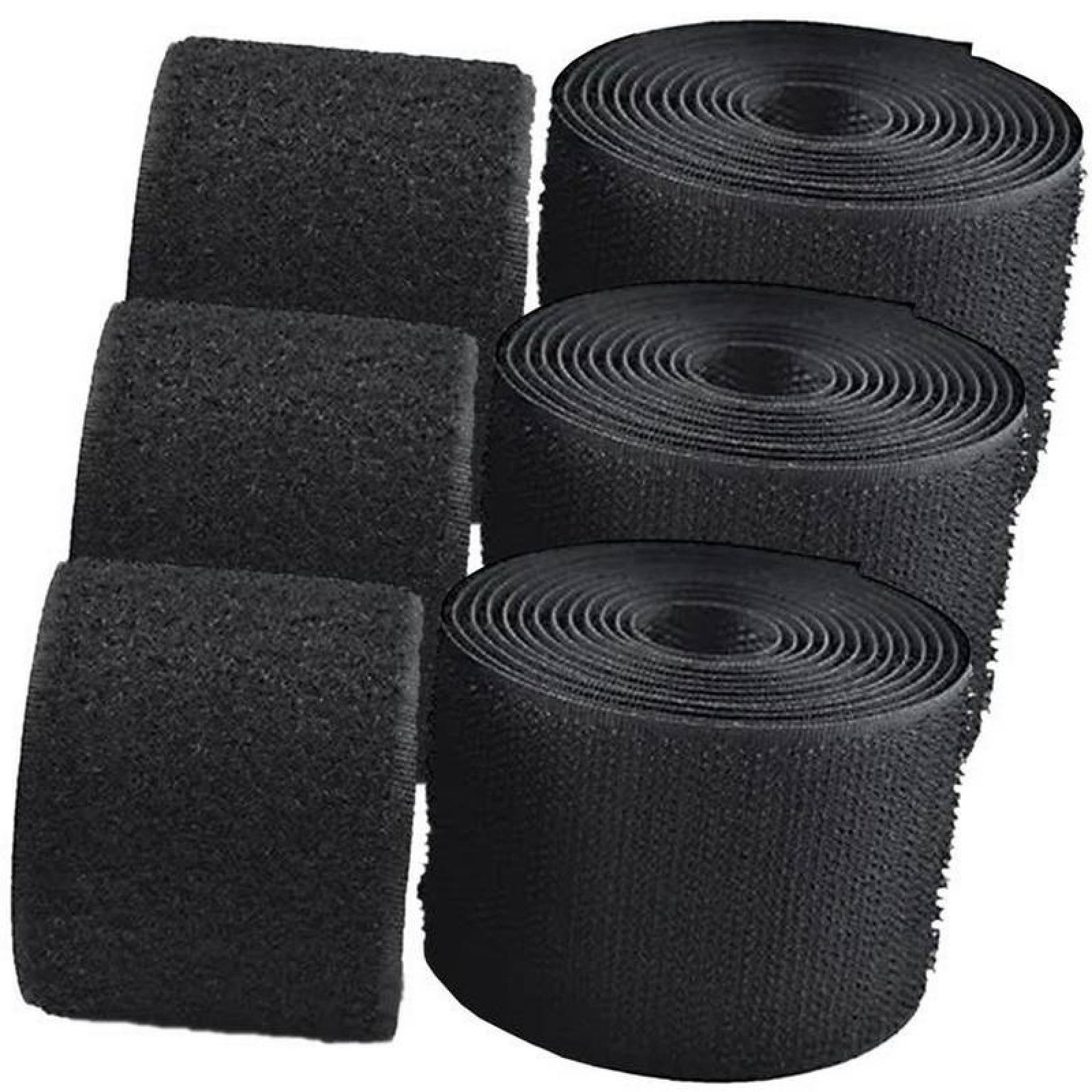 Cinta Reforzada de Bucles y Ganchos MXHLR-003-1 3 pzas 50mm 5m Negro Rollo Velcro Hook Loop, HookLoop050B