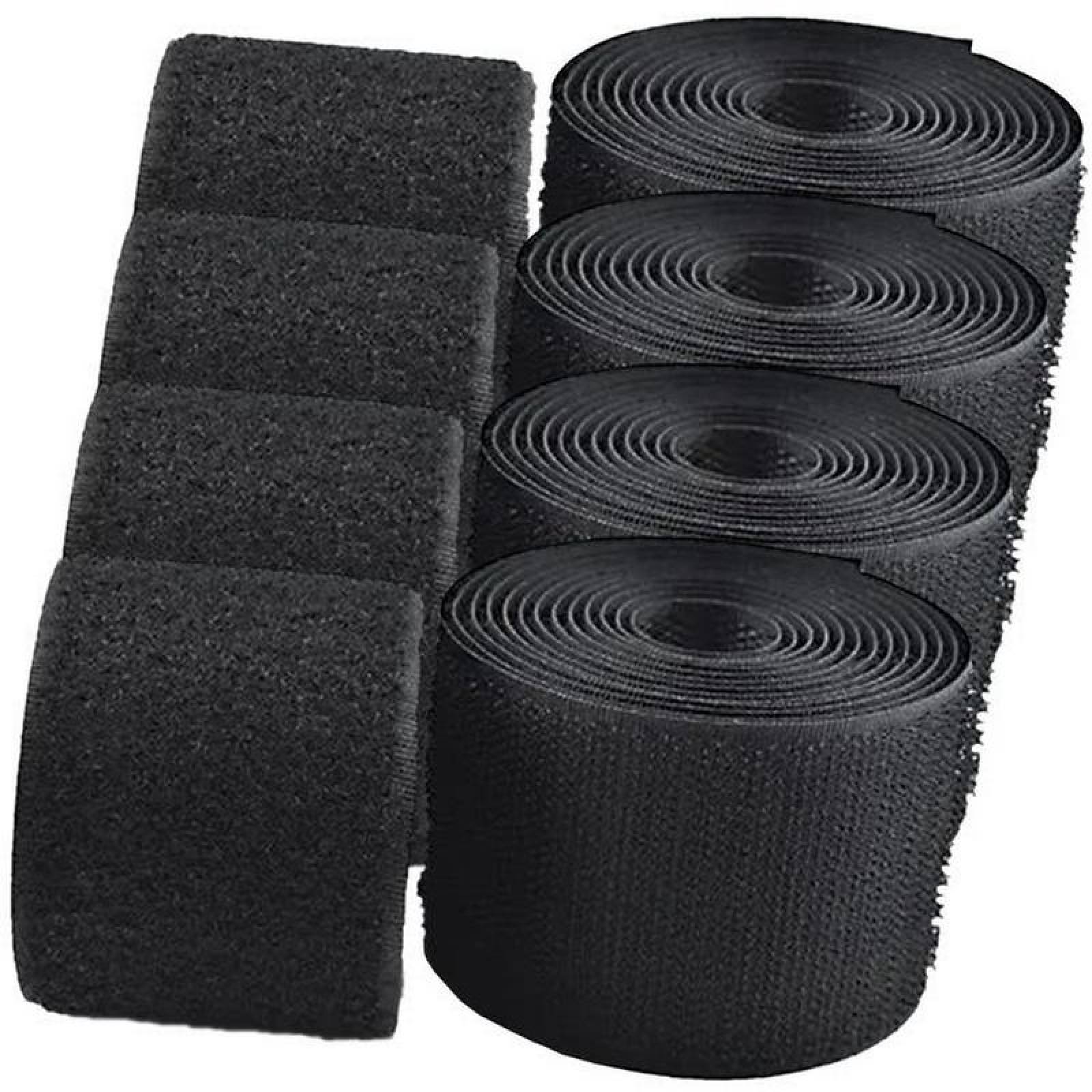 Rollo de Cinta para Cables MXHLR-004-1 4 pzas 50mm 5m Negro Rollo Velcro Hook Loop, HookLoop050B