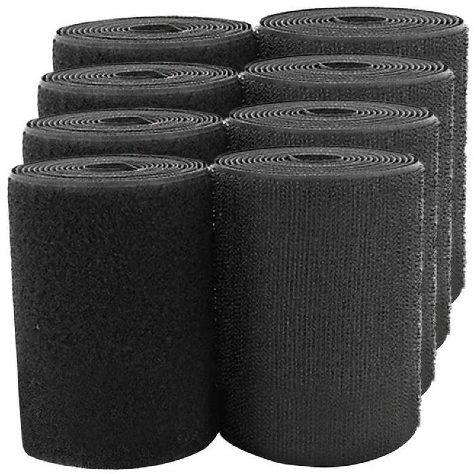 Gancho y Lazo Textil MXHLV-004-1 4 pzas 100mm 5m Negro Rollo Velcro Hook Loop, HookLoop100B