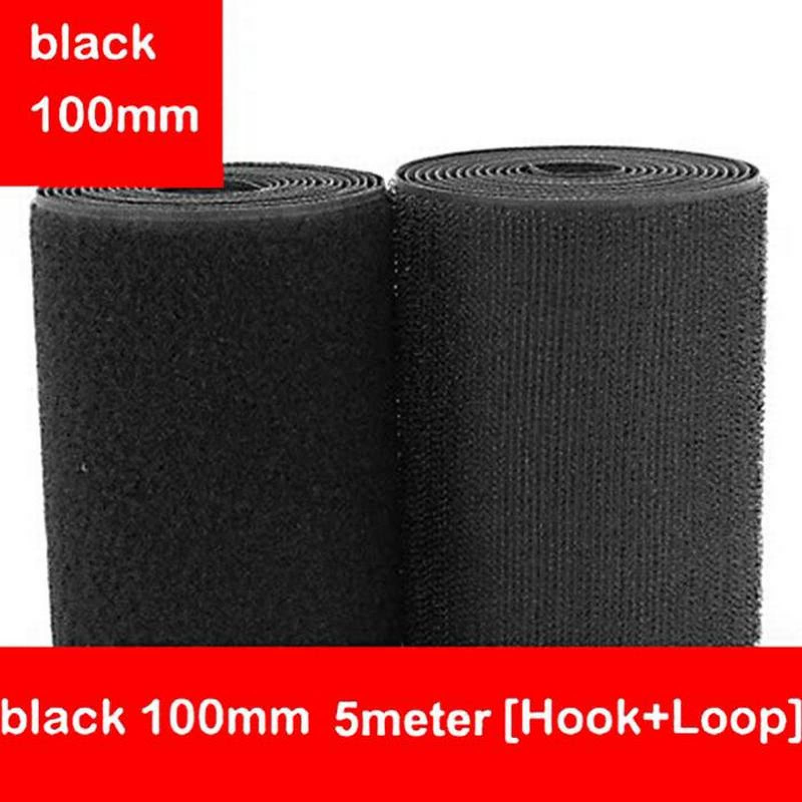 Gancho y Lazo Textil MXHLV-004-1 4 pzas 100mm 5m Negro Rollo Velcro Hook Loop, HookLoop100B