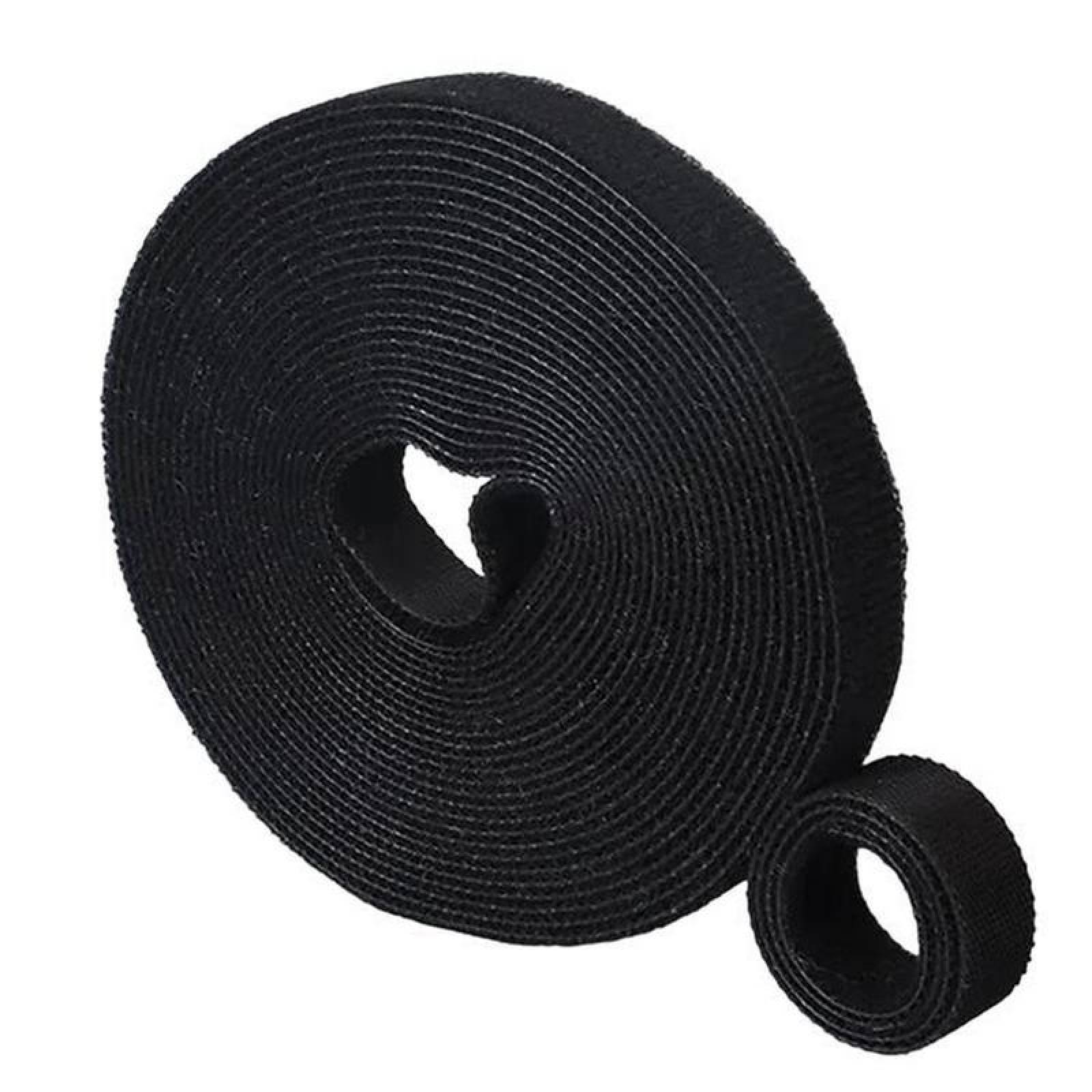Cinta Gancho y Bucle Doble Cara MXKHL-001-1 1 pza 5m 12mm Negro Rollo Velcro Doble Cara Hook Loop, HookLoopBlack