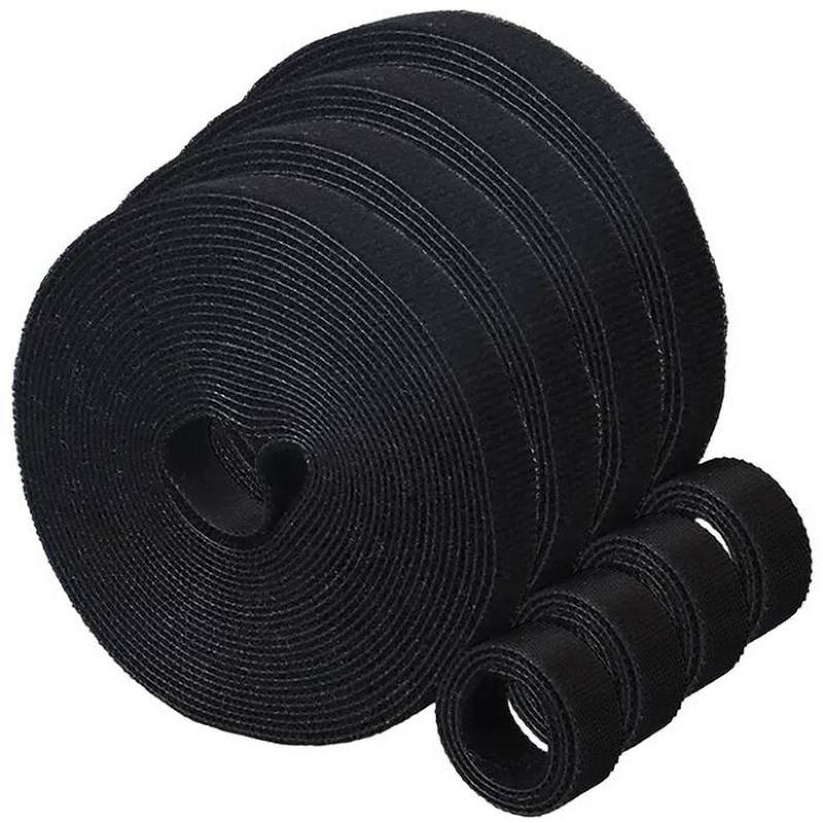 Correas Autoadheribles MXKHL-004-4 4 pzas 5m 12mm Negro Rollo Velcro Doble Cara Hook Loop, HookLoopBlack