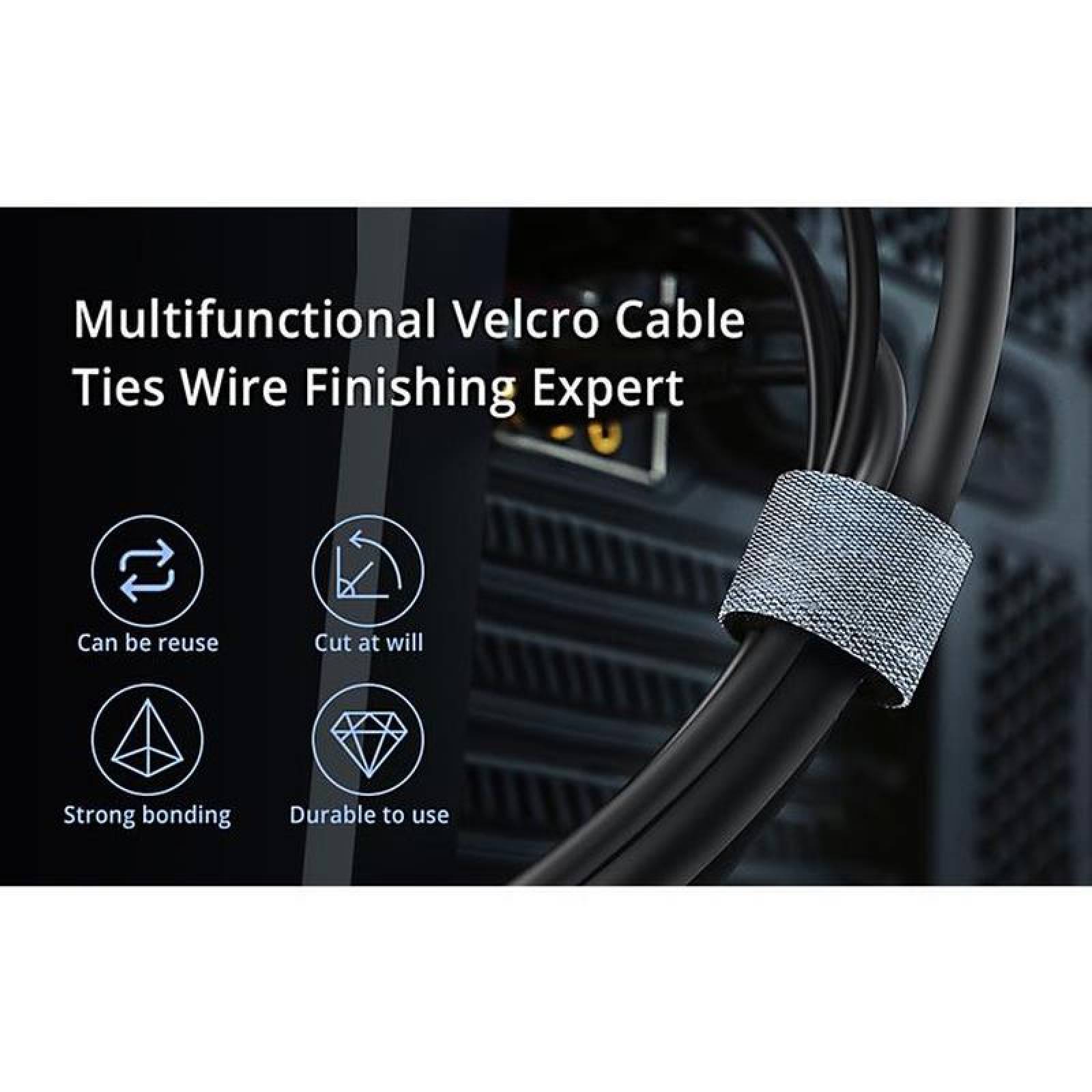 Cinta Autoadherible MXKHL-004-6 4 pzas 5m 12mm Negro Rollo Velcro Doble Cara Hook Loop, HookLoopBlack