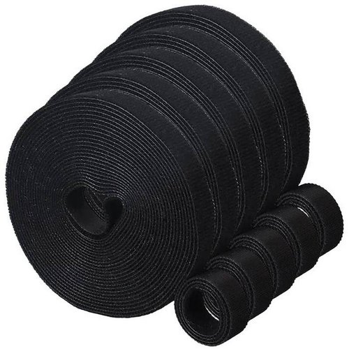 Correa Adhesiva Reversible MXKHL-005-4 5 pzas 5m 12mm Negro Rollo Velcro  Doble Cara Hook