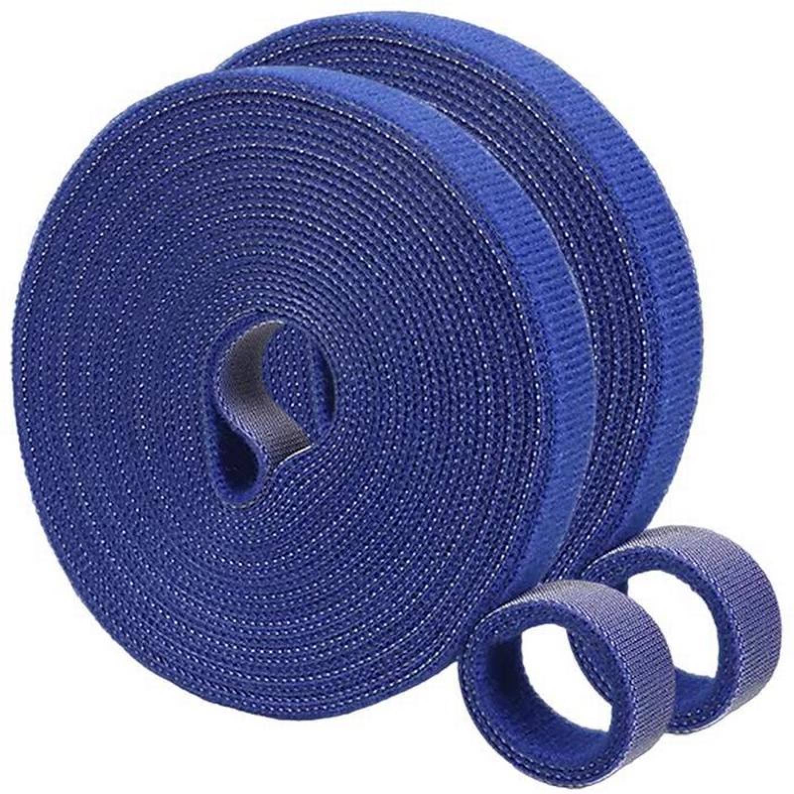 Cinta Doble Cara Gancho y Bucle MXUHL-002-1 2 pzas 5m 12mm Azul Rollo Velcro Doble Cara Hook Loop, HookLoopBlue