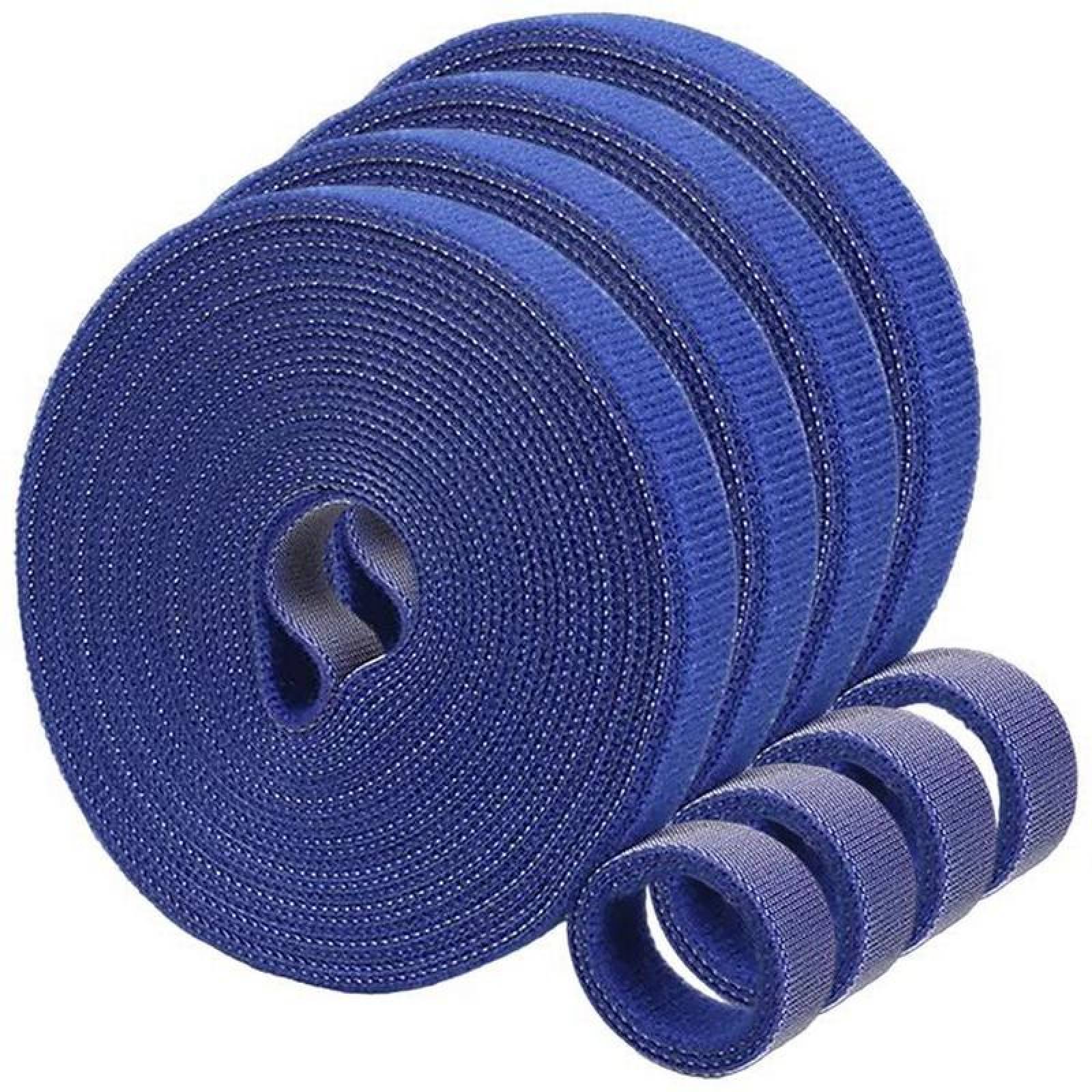 Cierre de Contacto para Plantas MXUHL-004-4 4 pzas 5m 12mm Azul Rollo Velcro Doble Cara Hook Loop, HookLoopBlue