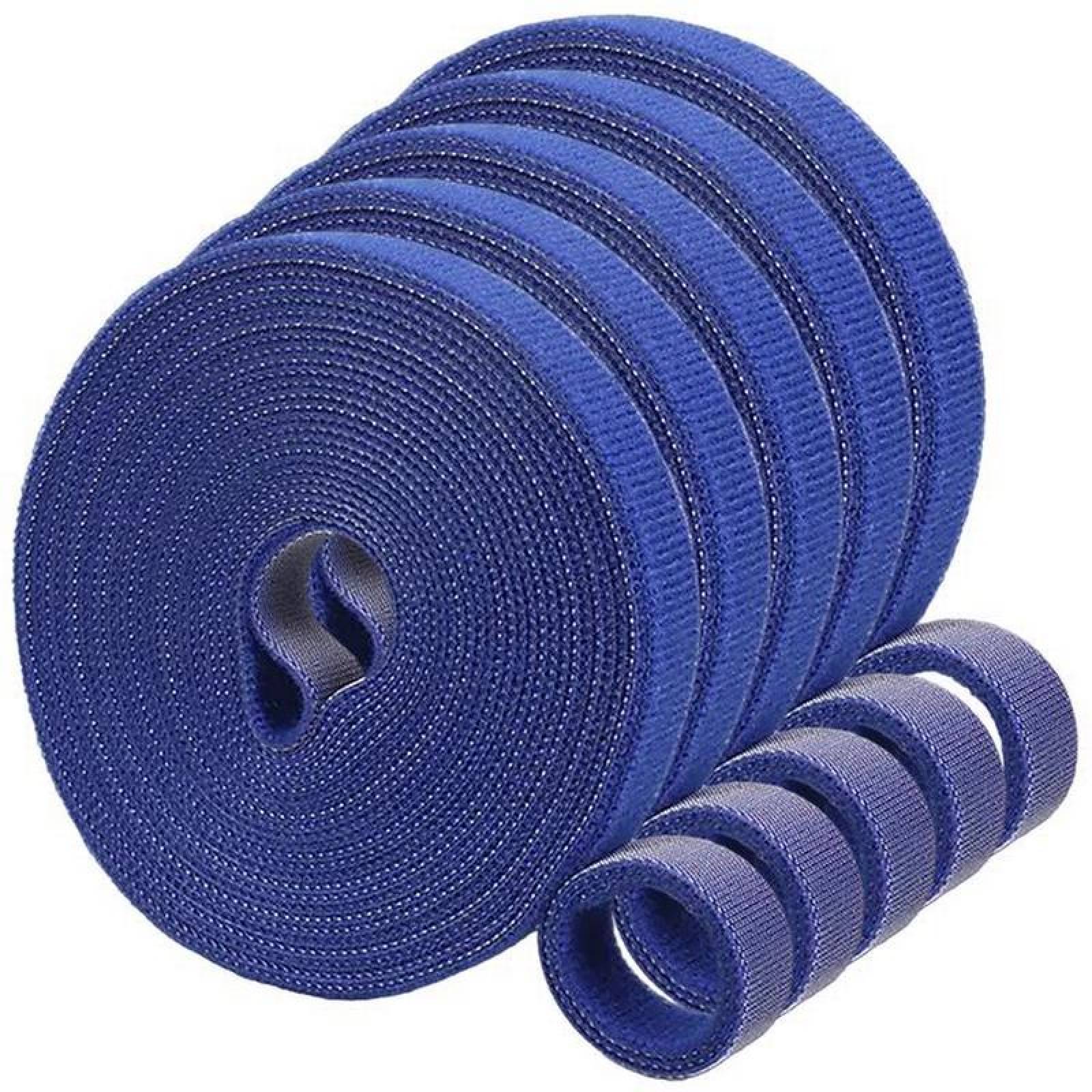 Sujetador Textil Doble Cara MXUHL-005-5 5 pzas 5m 12mm Azul Rollo Velcro Doble Cara Hook Loop, HookLoopBlue
